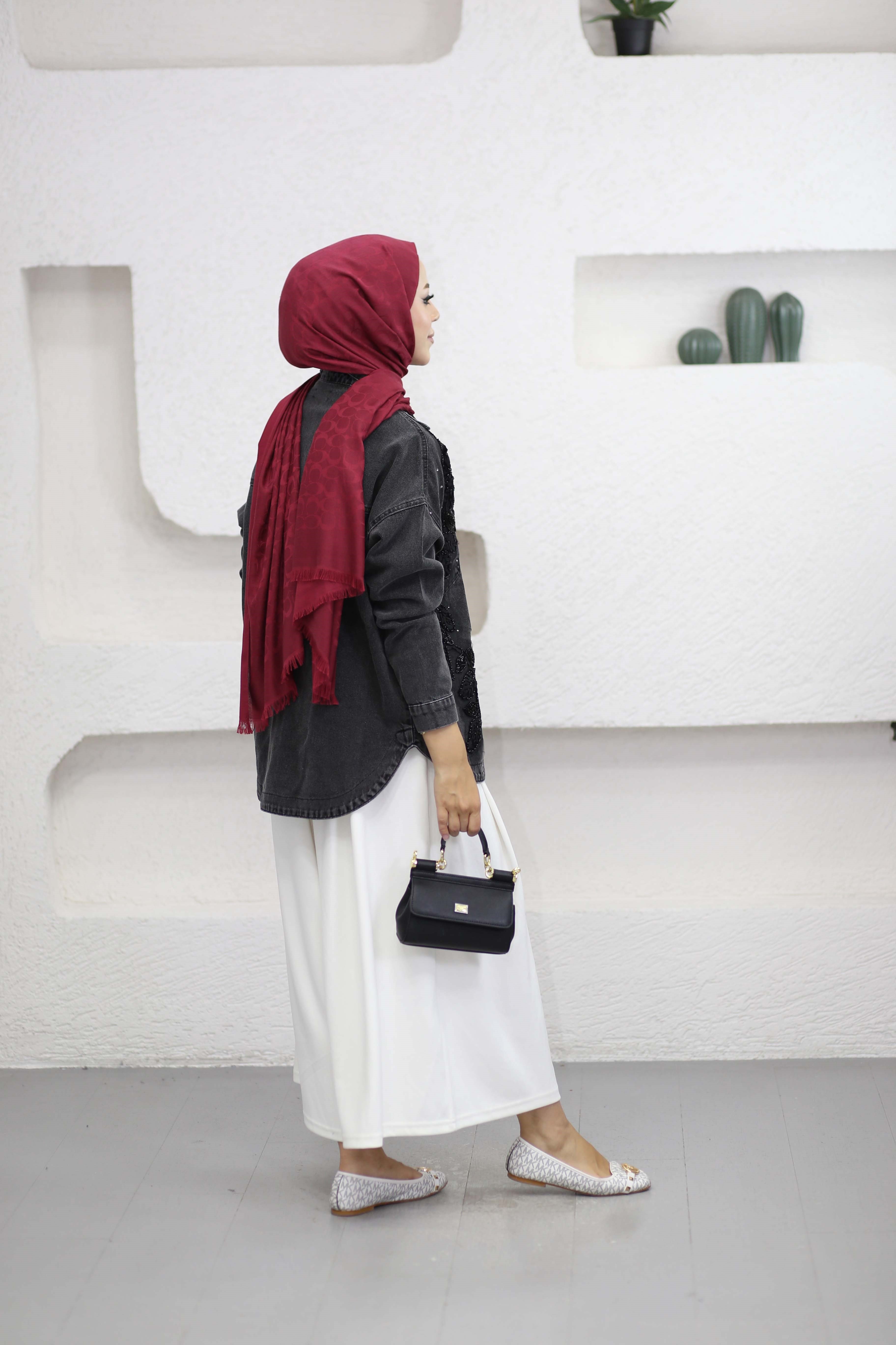Aplikli Kot Ceket Siyah 27004