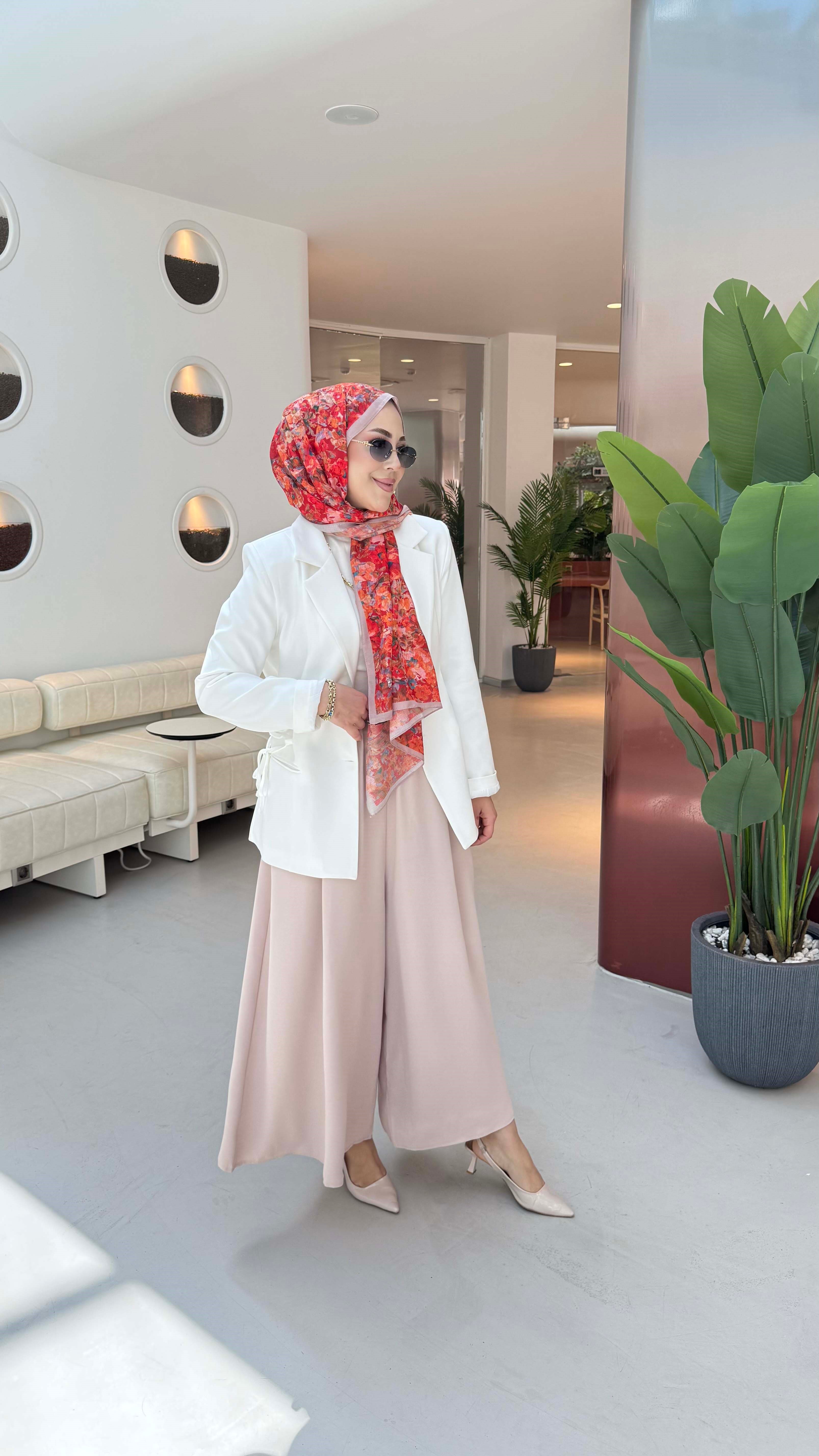 Yanları Bağlama Detaylı Ceket Beyaz 1287