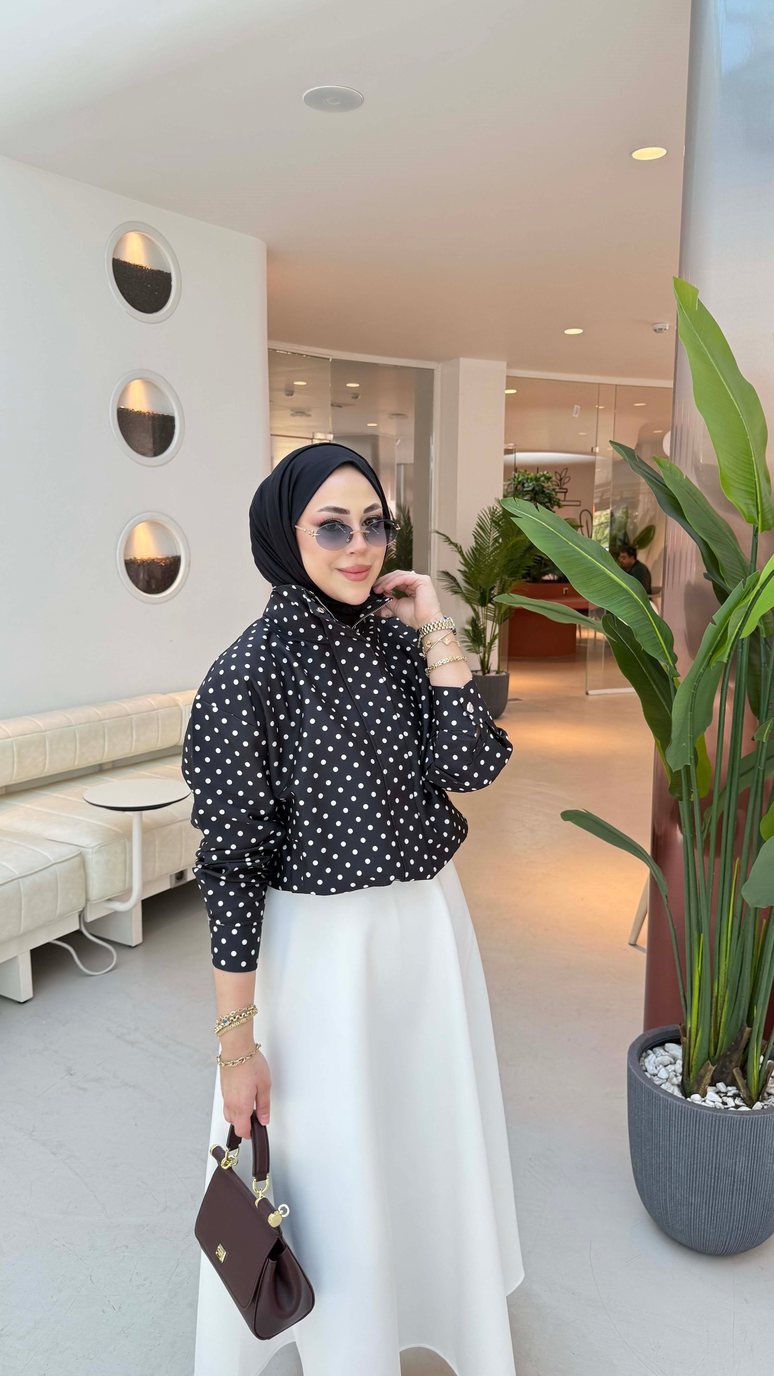 Puantiye Desenli Ceket Siyah 3400