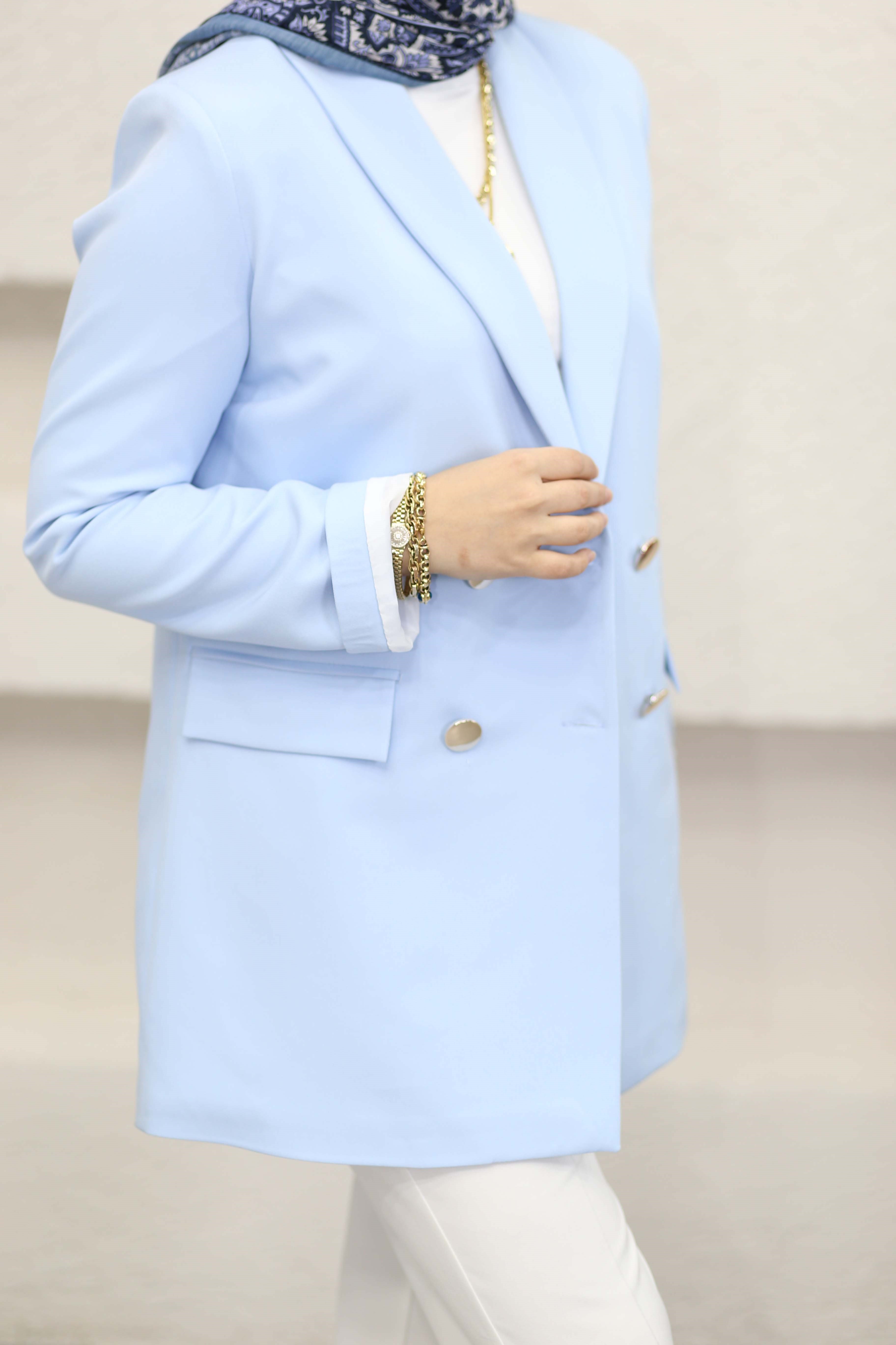 Düğmeli Ceket Bebe Mavi 1156