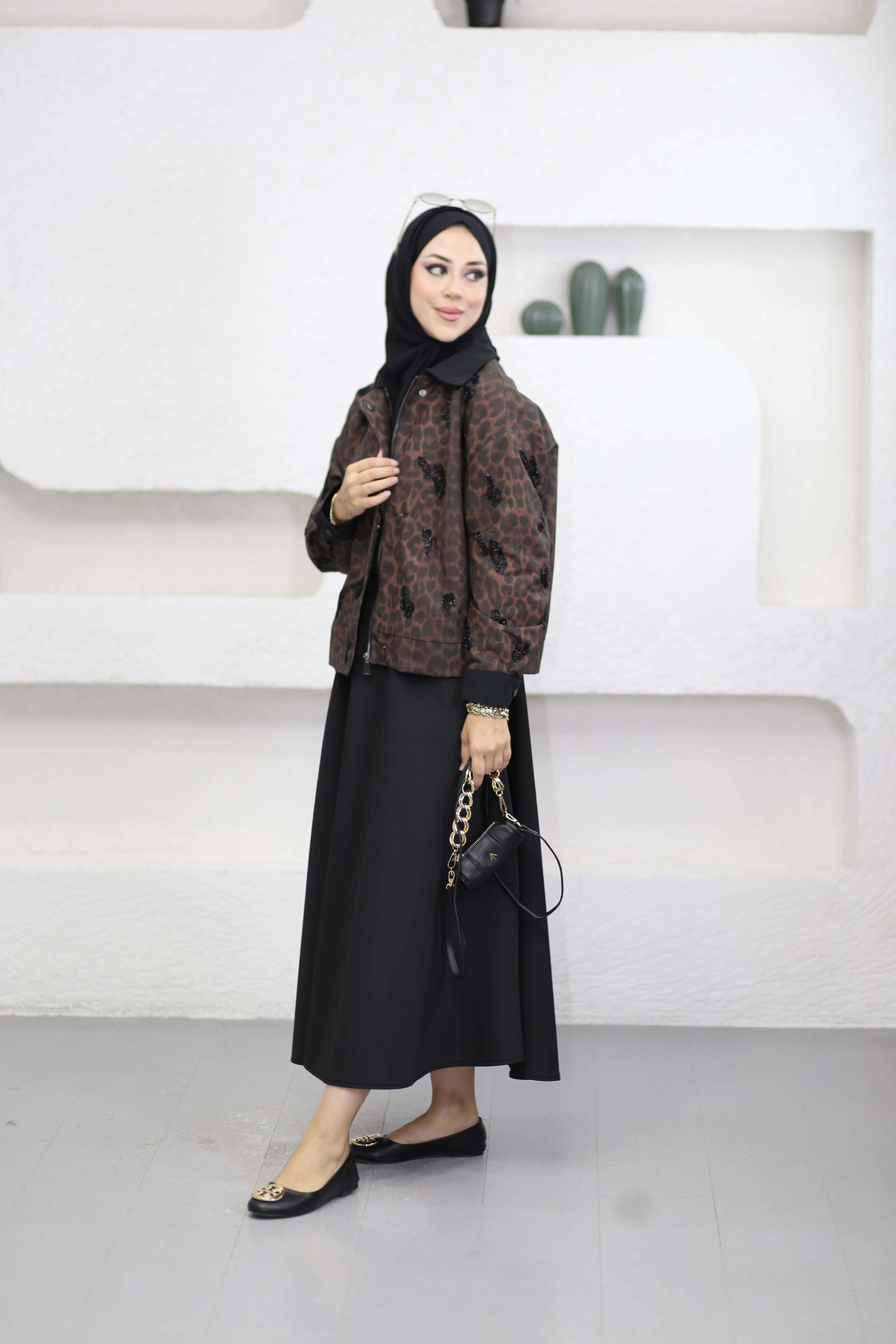 Leopar Desen Nakışlı Ceket Leopar Desen 37664