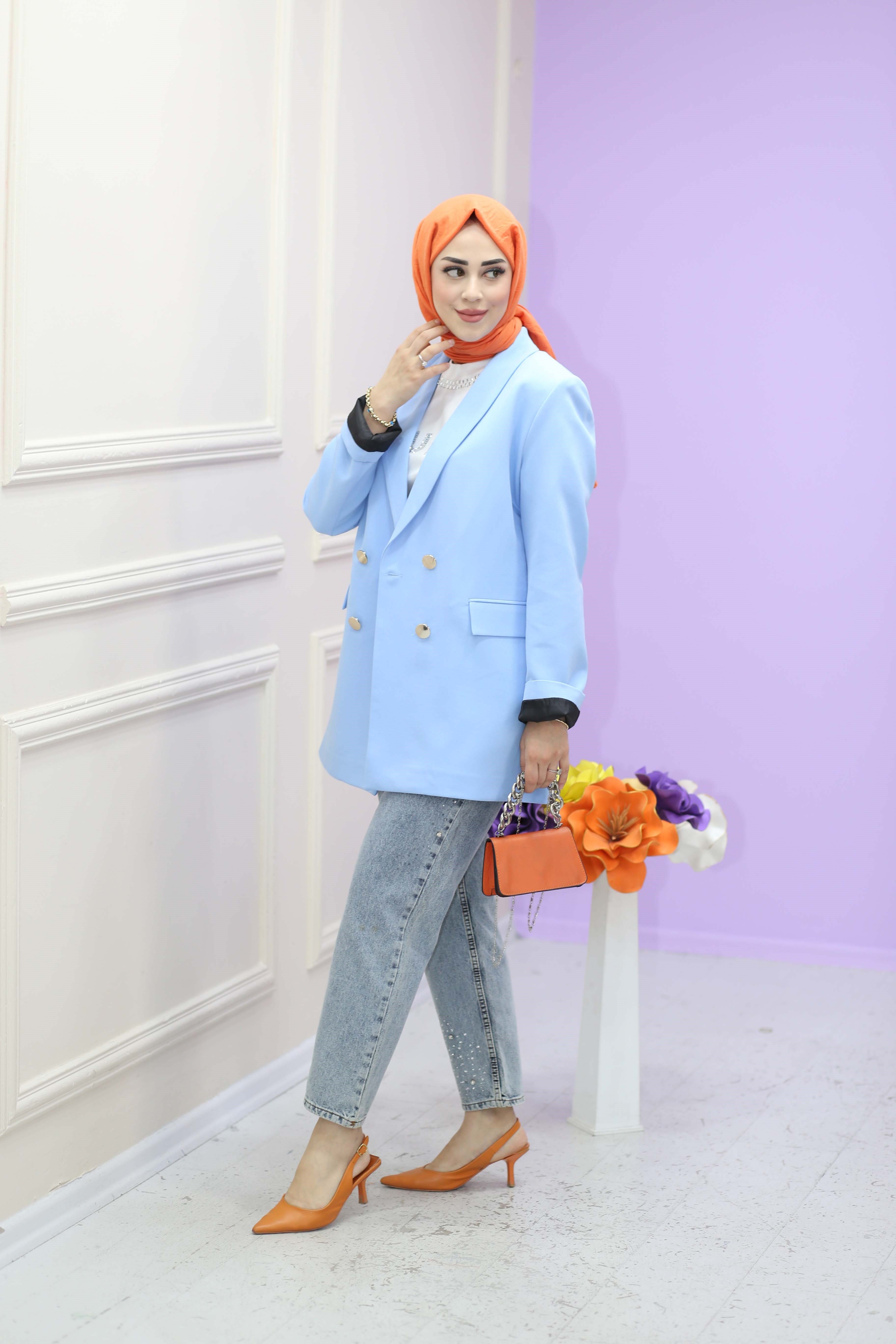 Düğmeli Ceket Bebe Mavi 1156