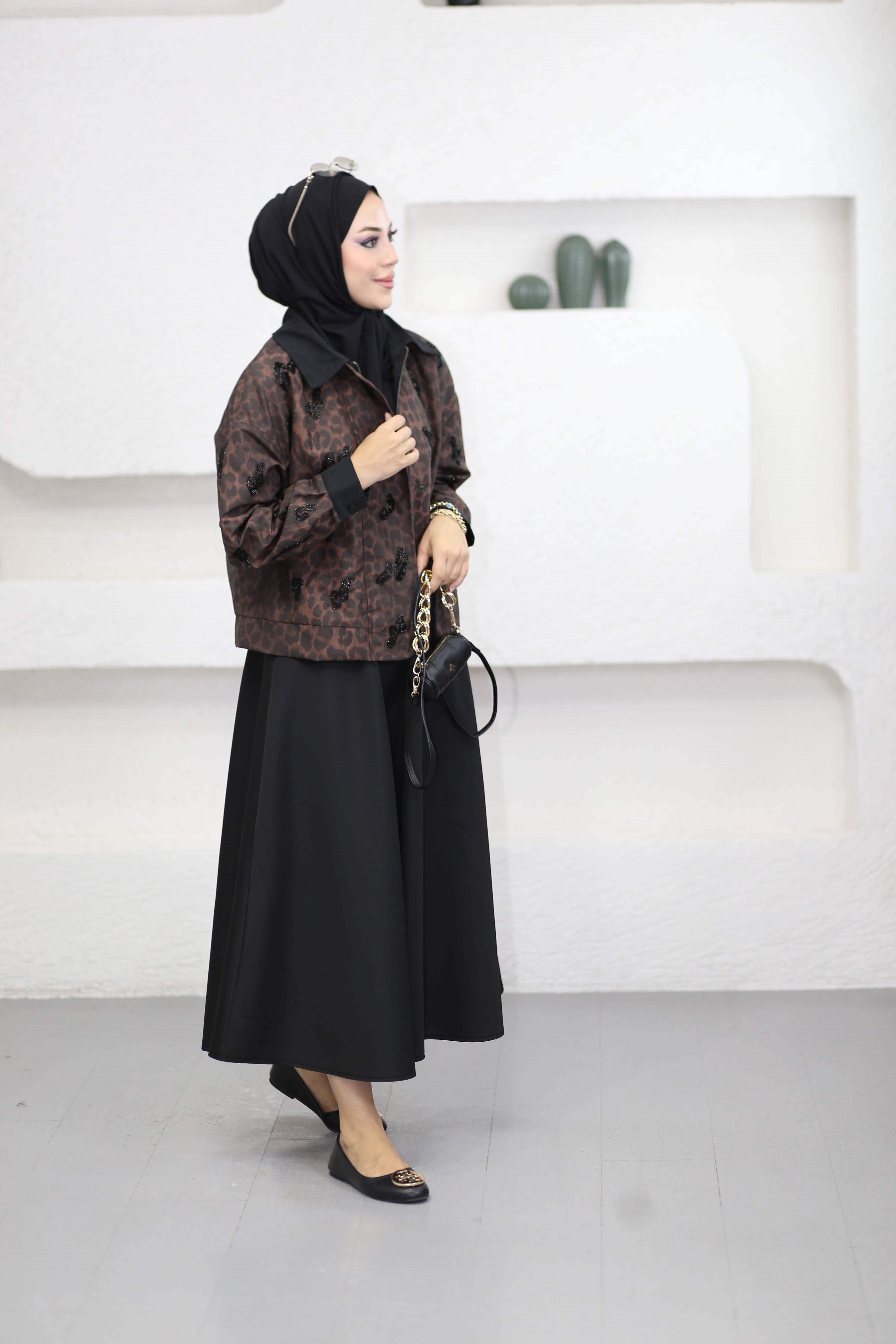Leopar Desen Nakışlı Ceket Leopar Desen 37664