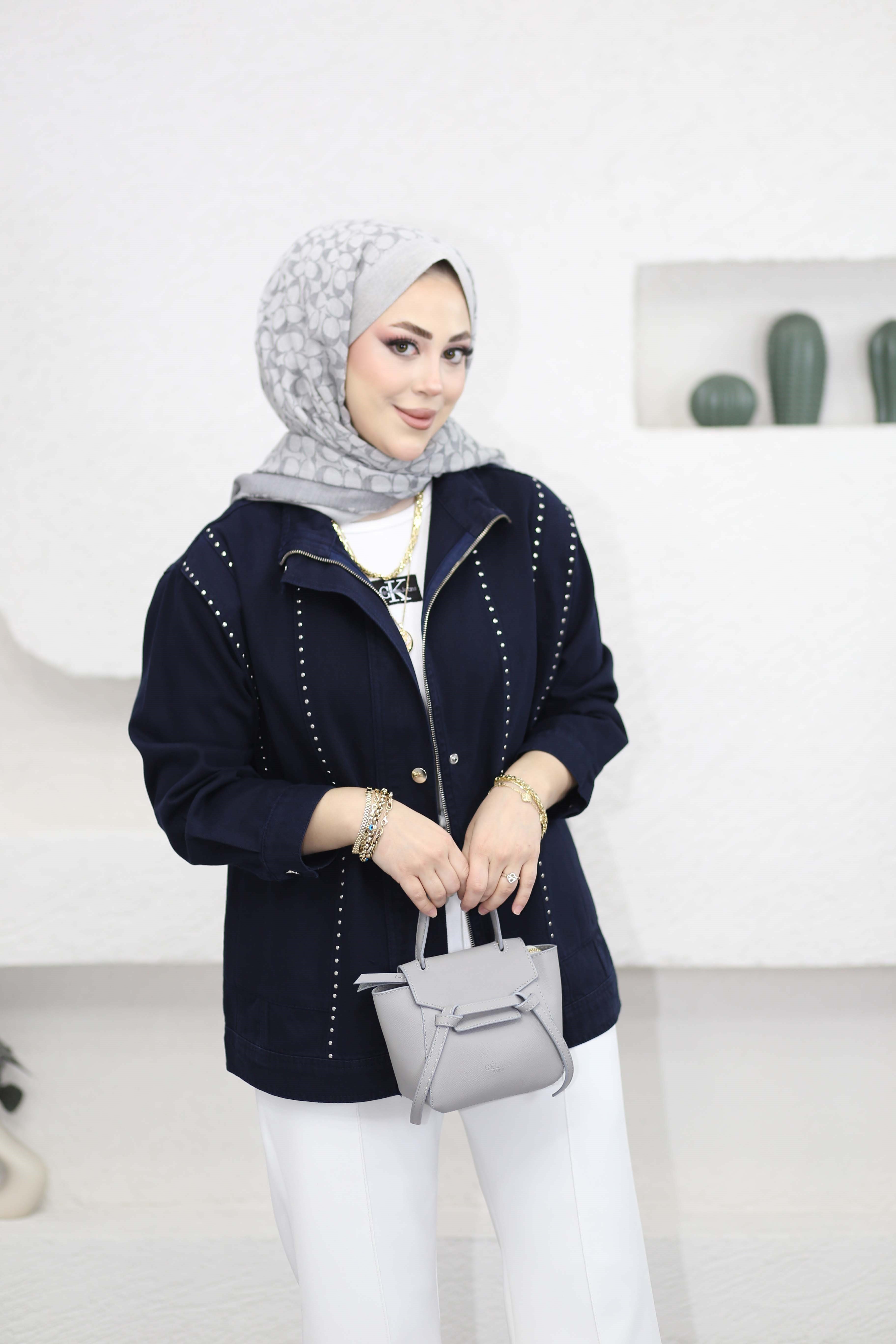 Zımba Sıralı Ceket Lacivert 7519
