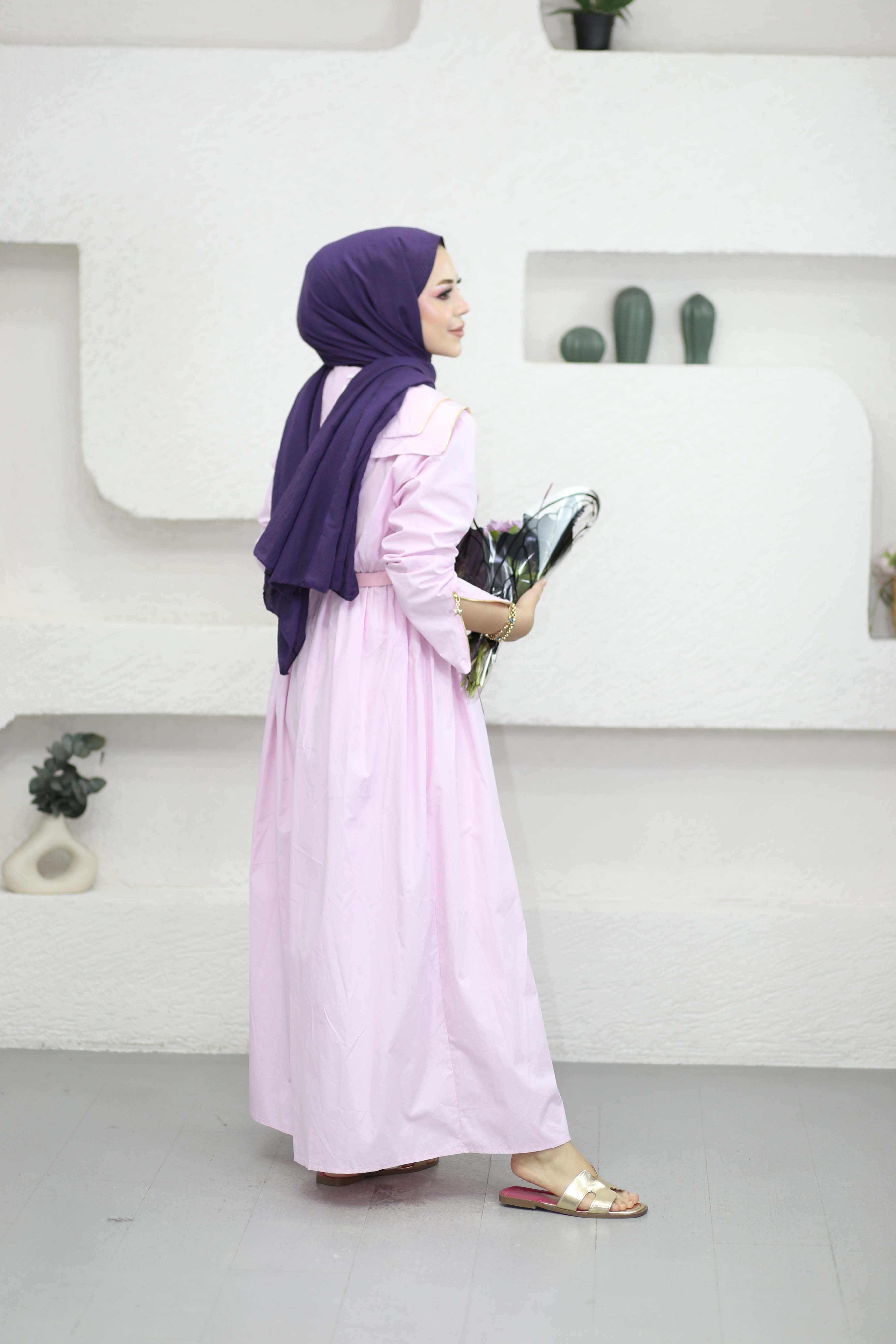 Yıldız Aksesuarlı Elbise Pembe 309