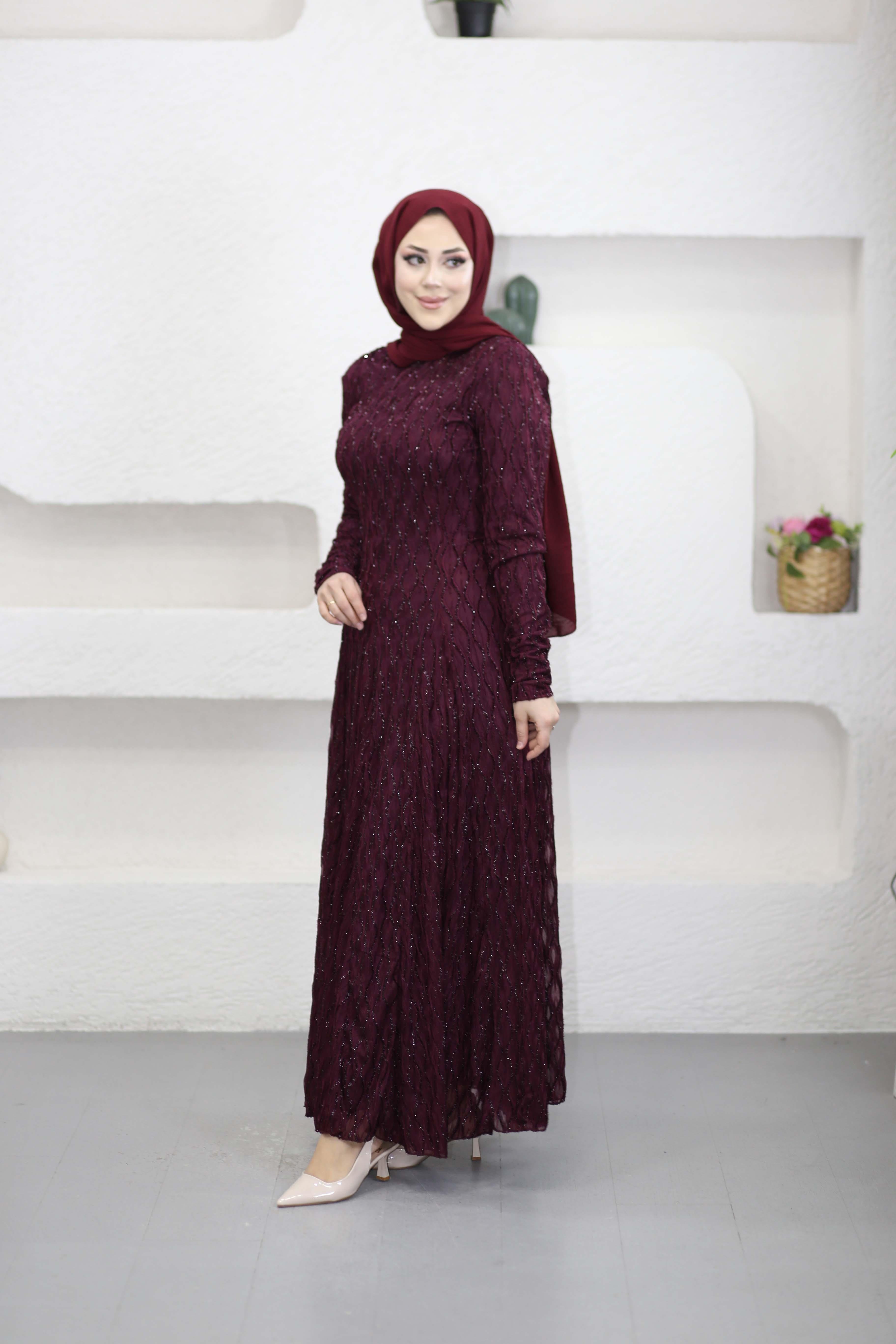 Yeşim Elbise Bordo 6562