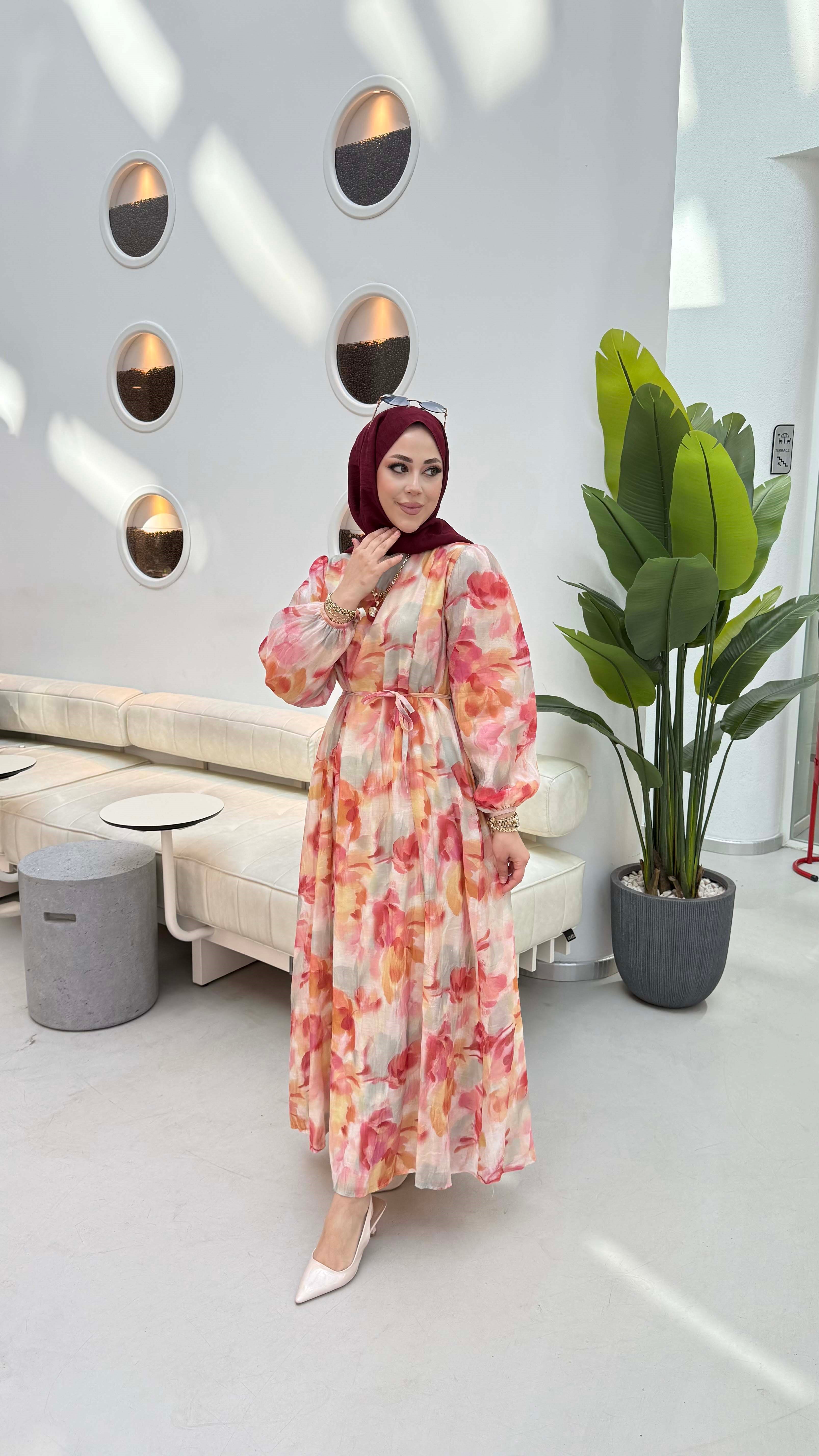 Rengin Elbise Pembe 25135