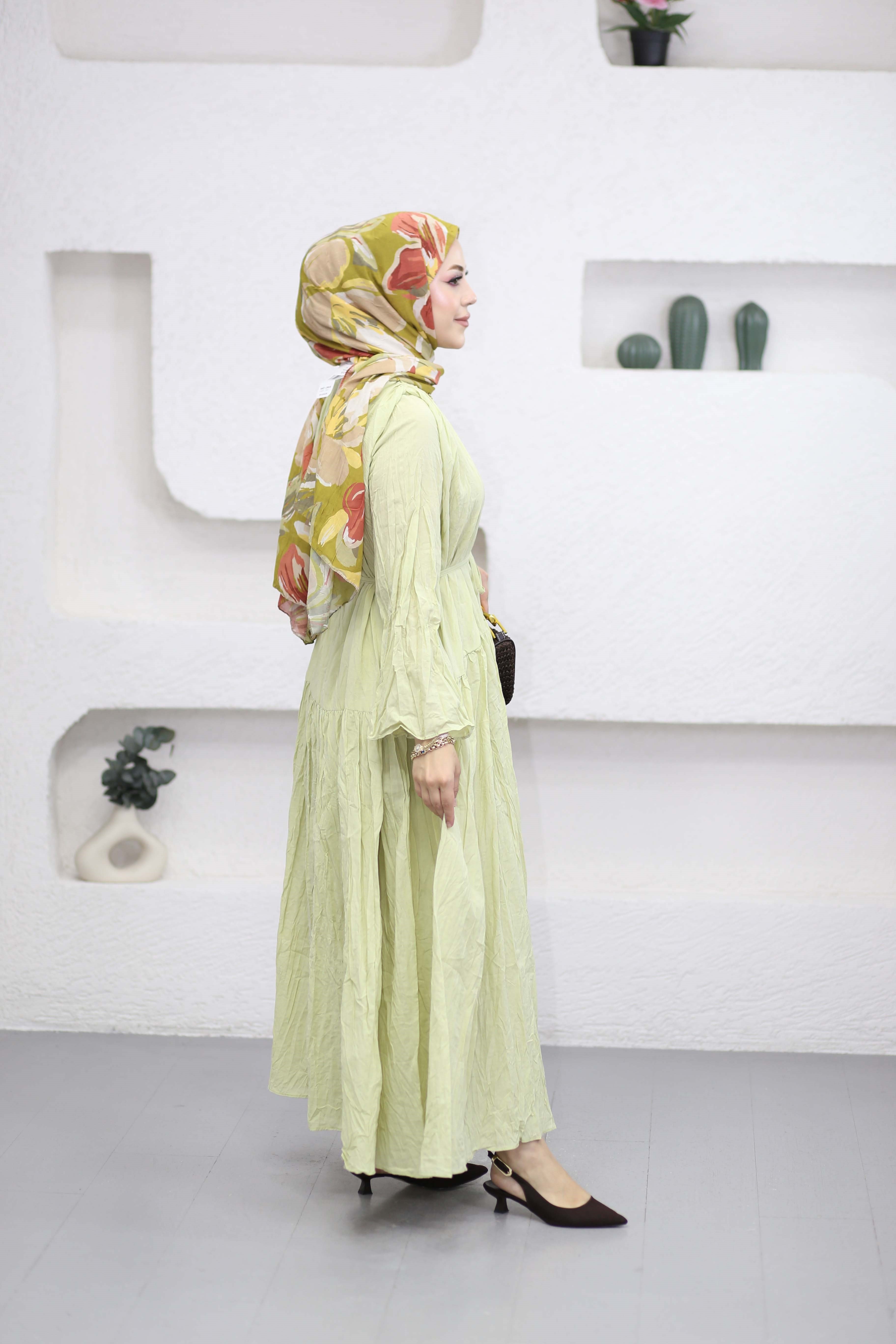 Kıraşlı Elbise Açık yeşil 1366