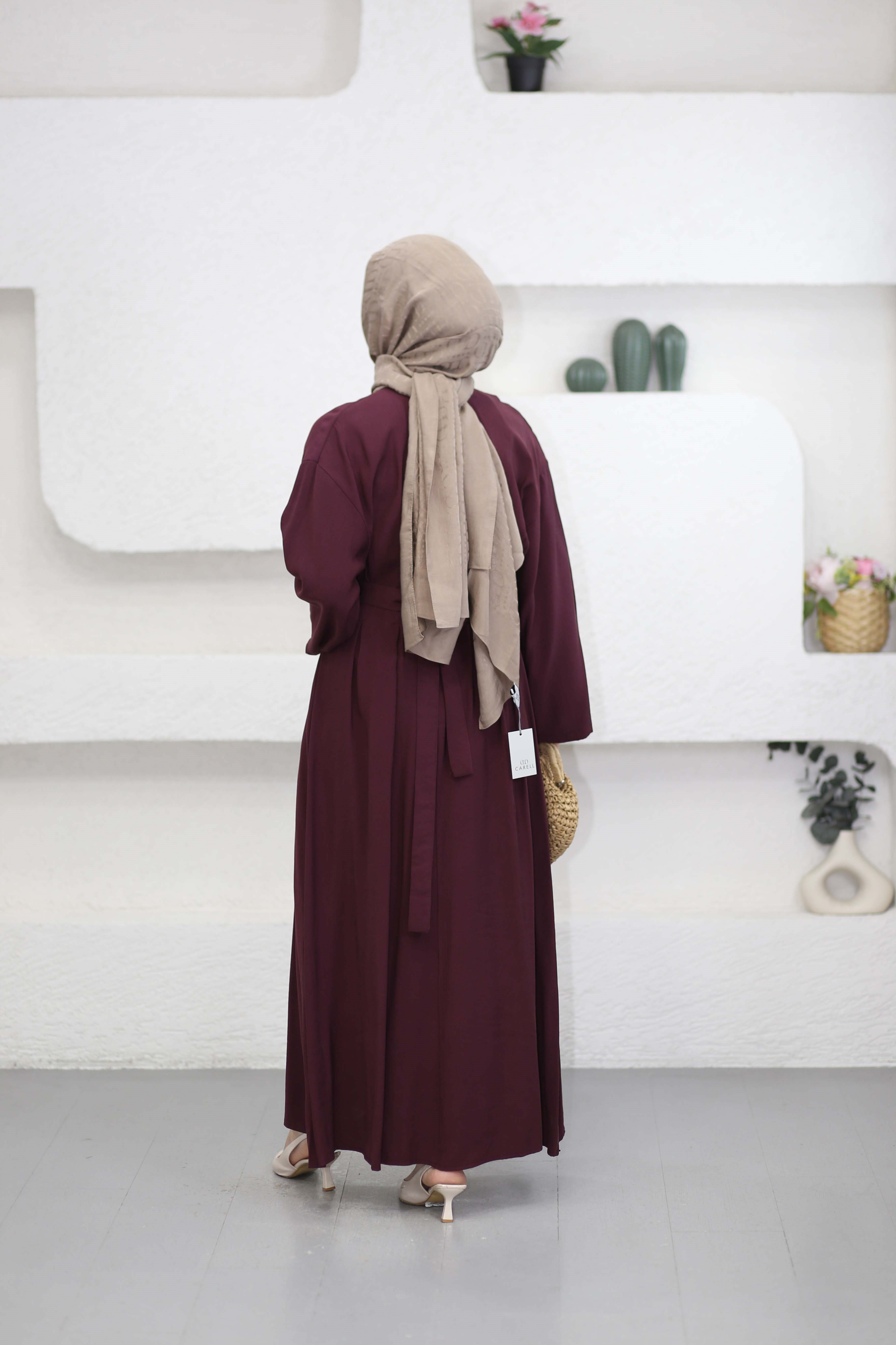 Beli Toka Pensli Elbise Mürdüm 5536