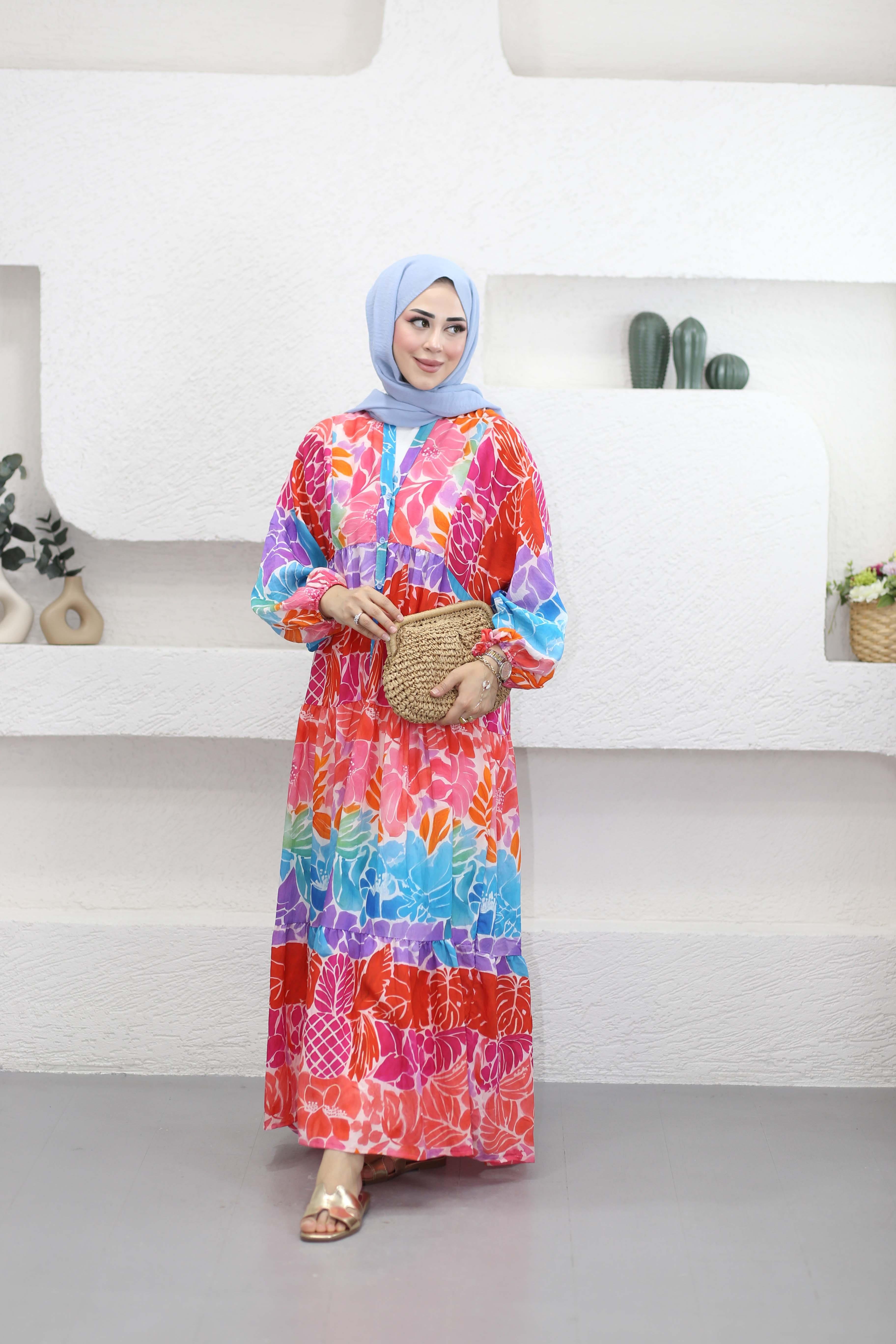 Katleya Desen Elbise Nar Çiçeği 543