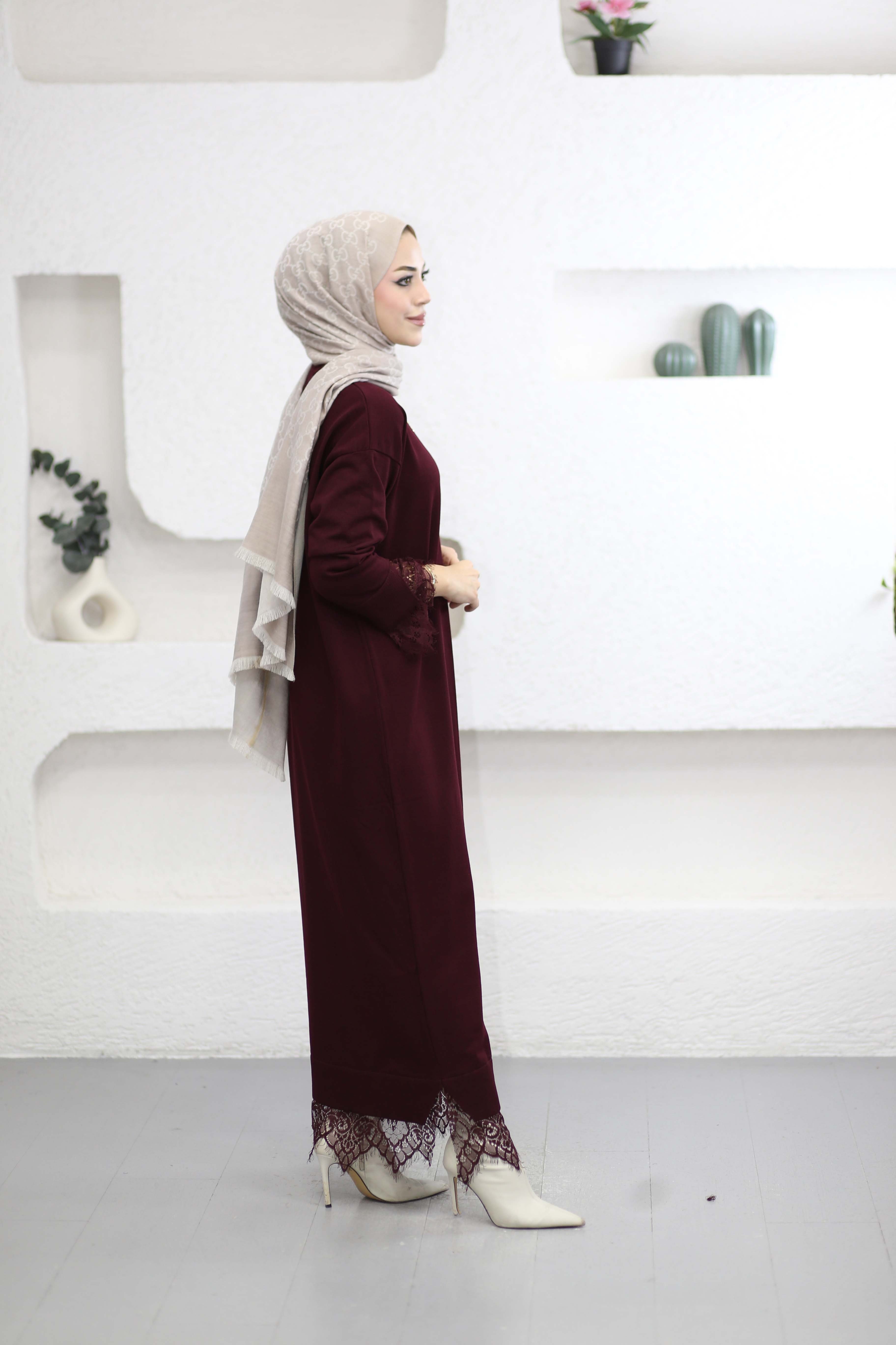 Hande Elbise Bordo 6123
