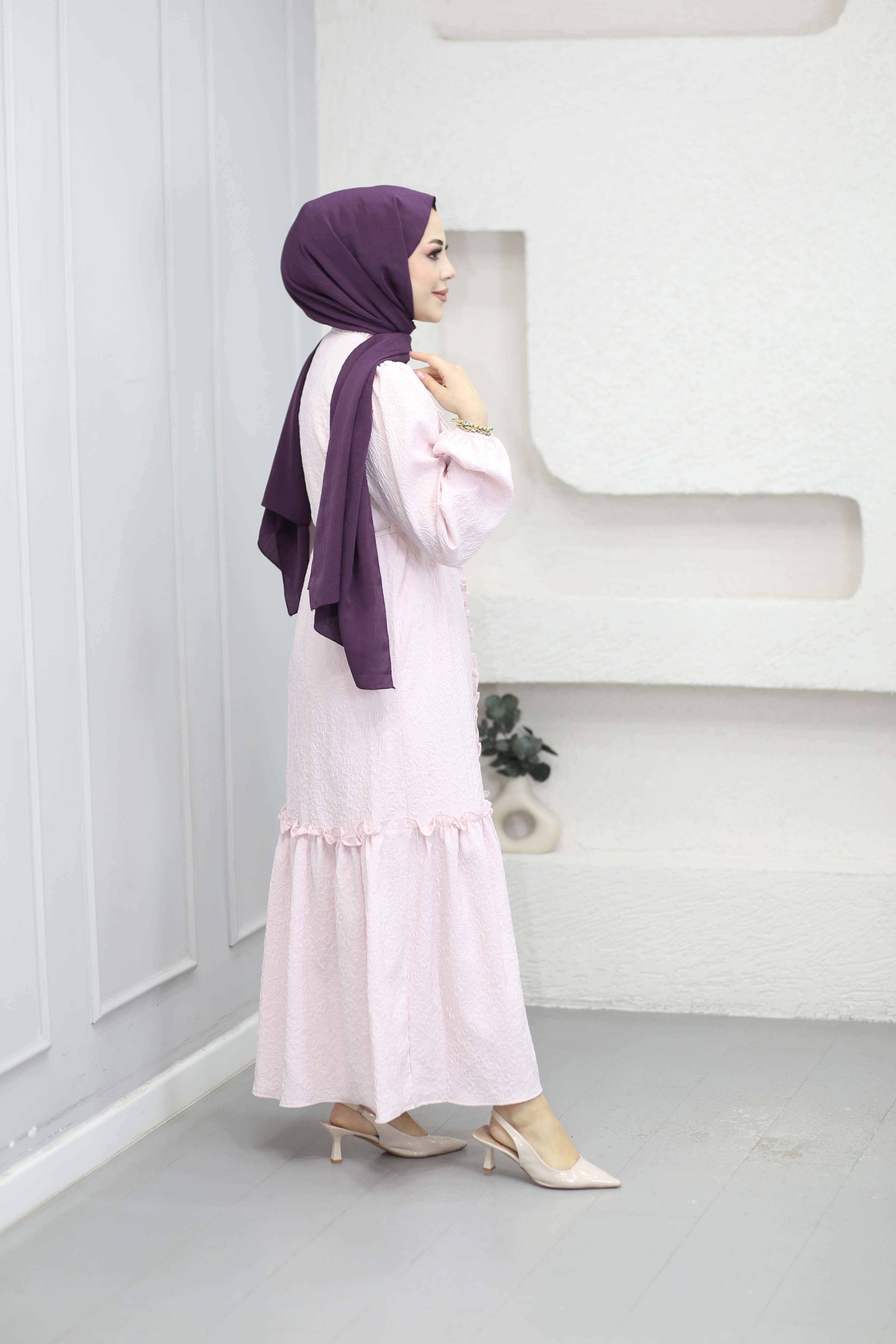 Gofre Elbise Şeker Pembe 1503