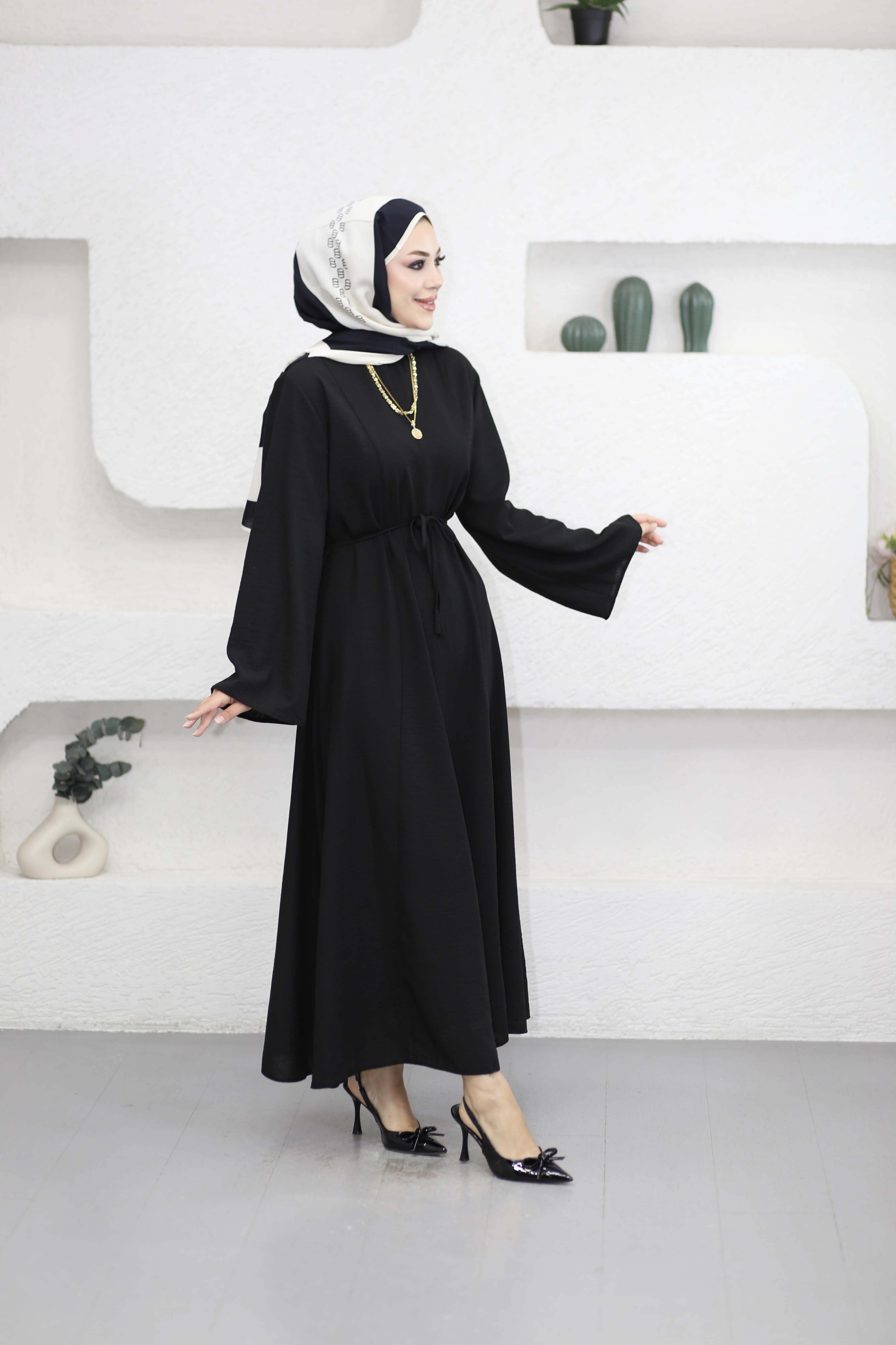 Asude Elbise Siyah 8506