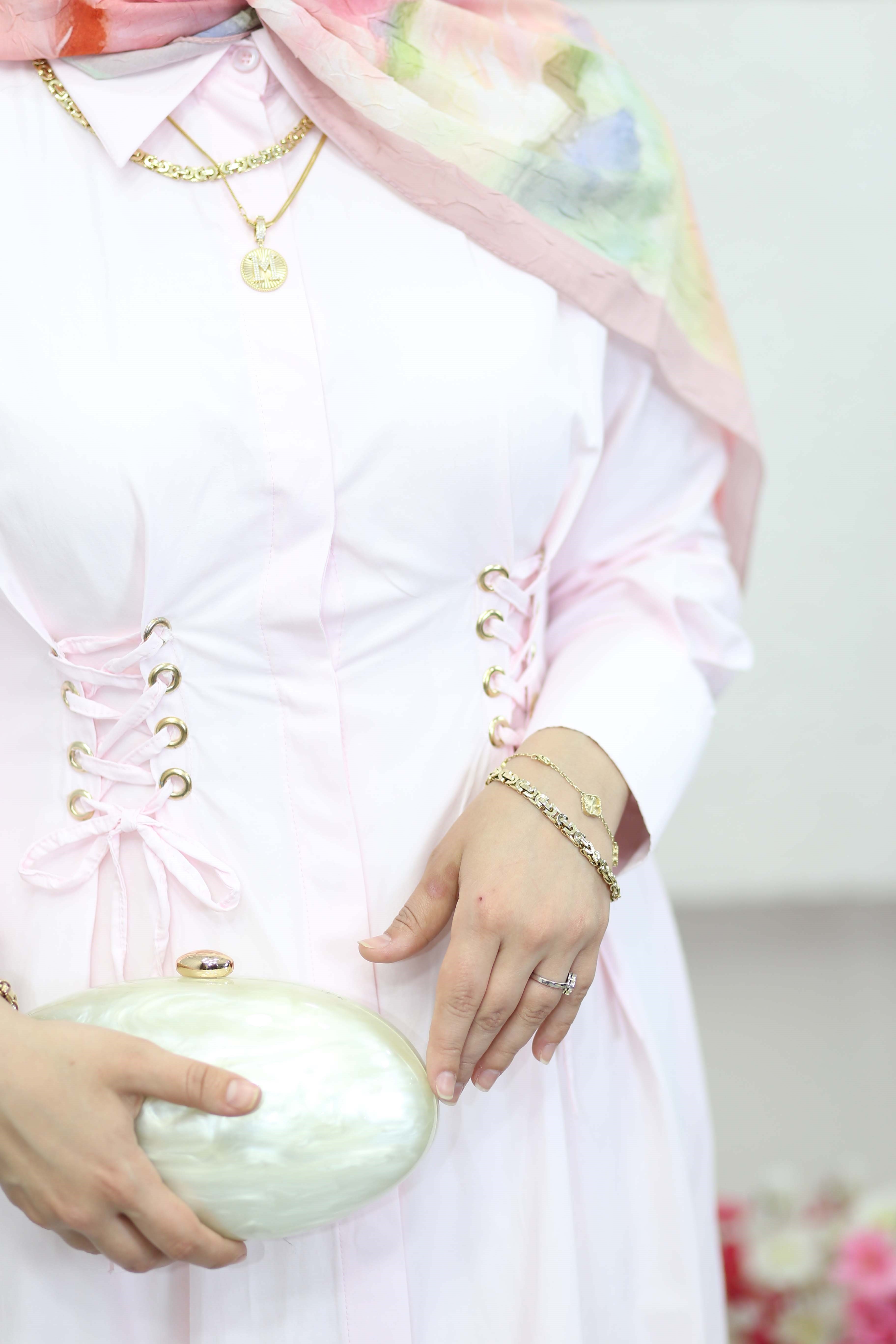 Kuş Gözlü Elbise Şeker Pembe 8053