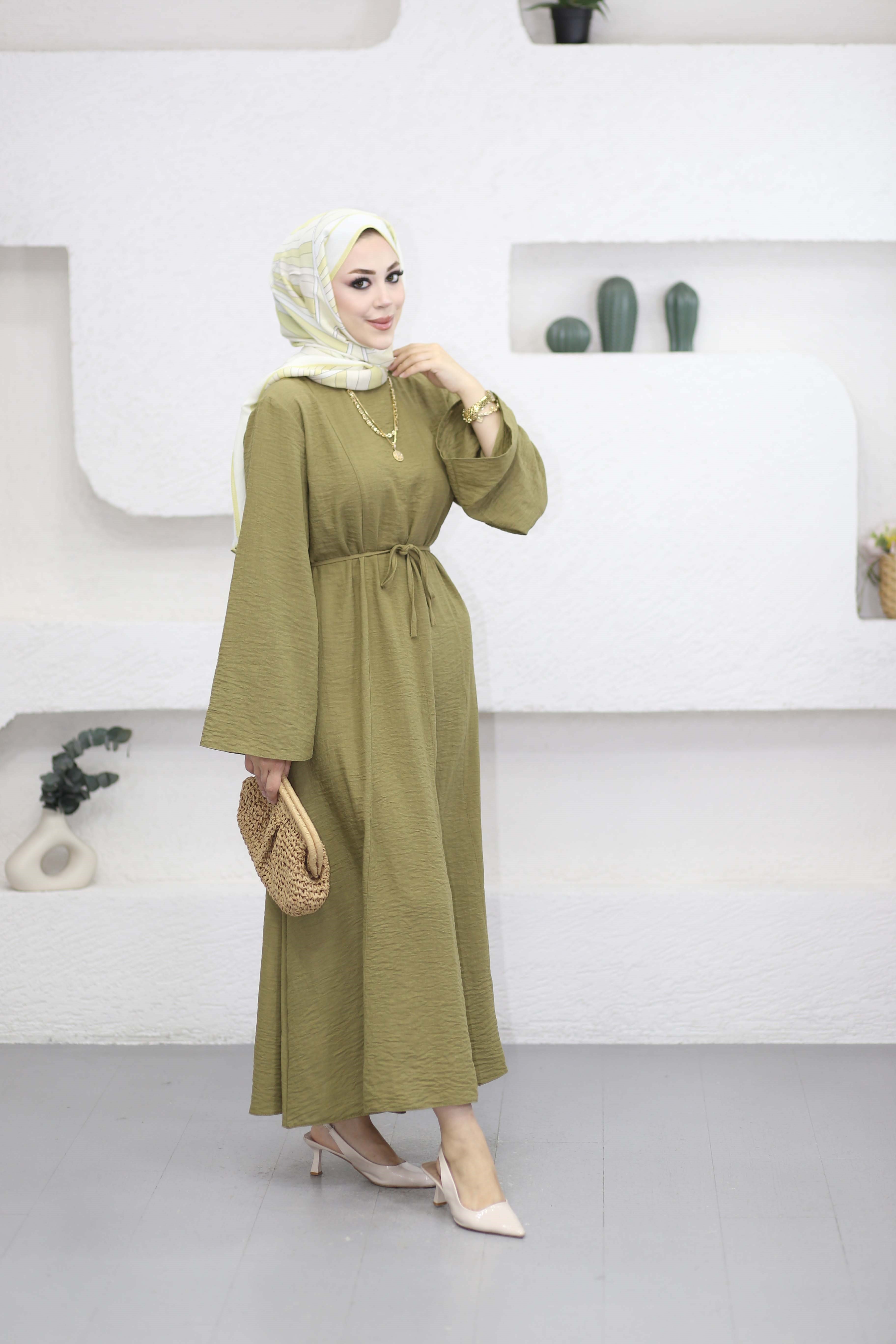 Asude Elbise Yağ Yeşili 8506