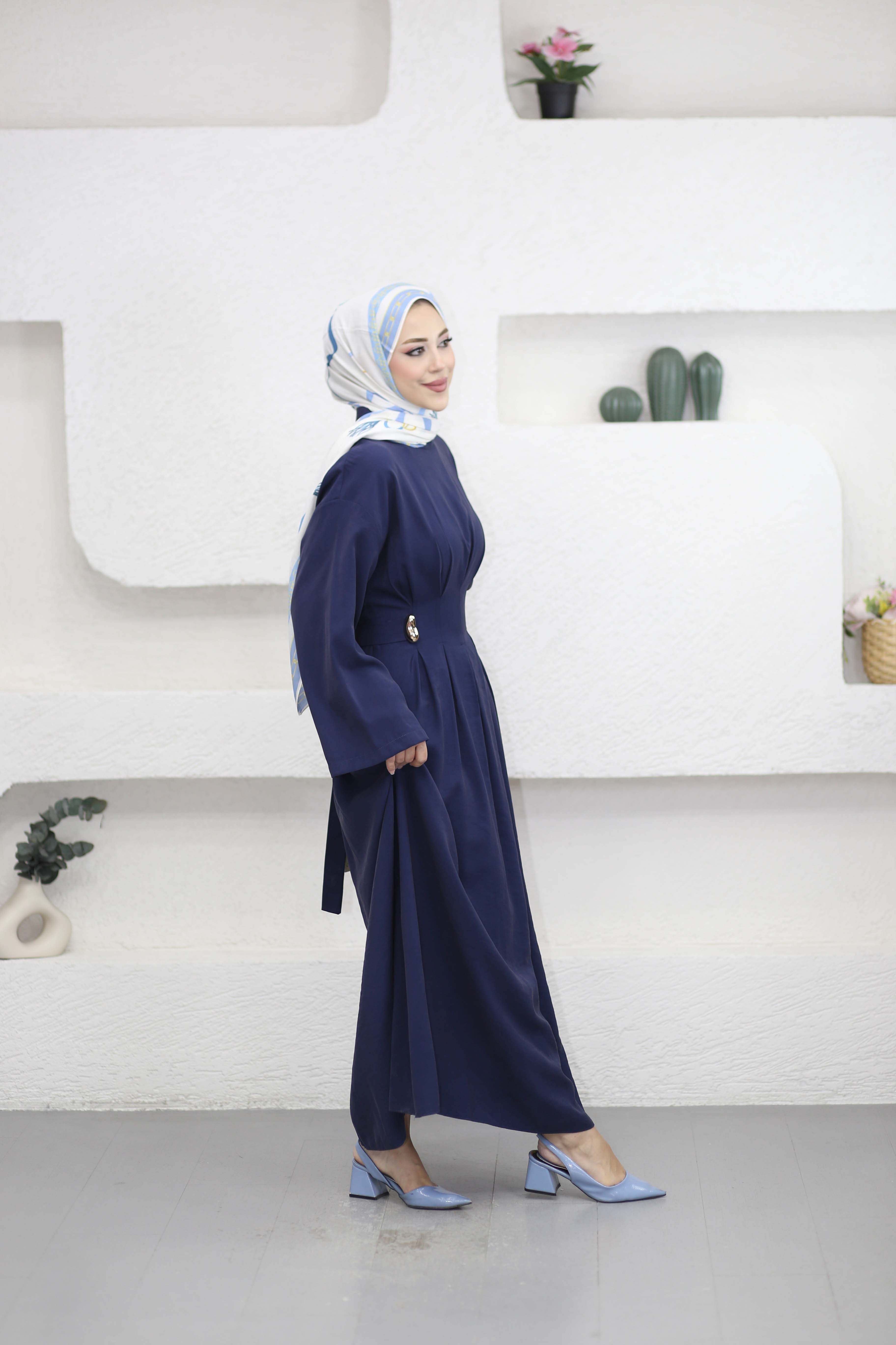 Beli Toka Pensli Elbise Lacivert 5526