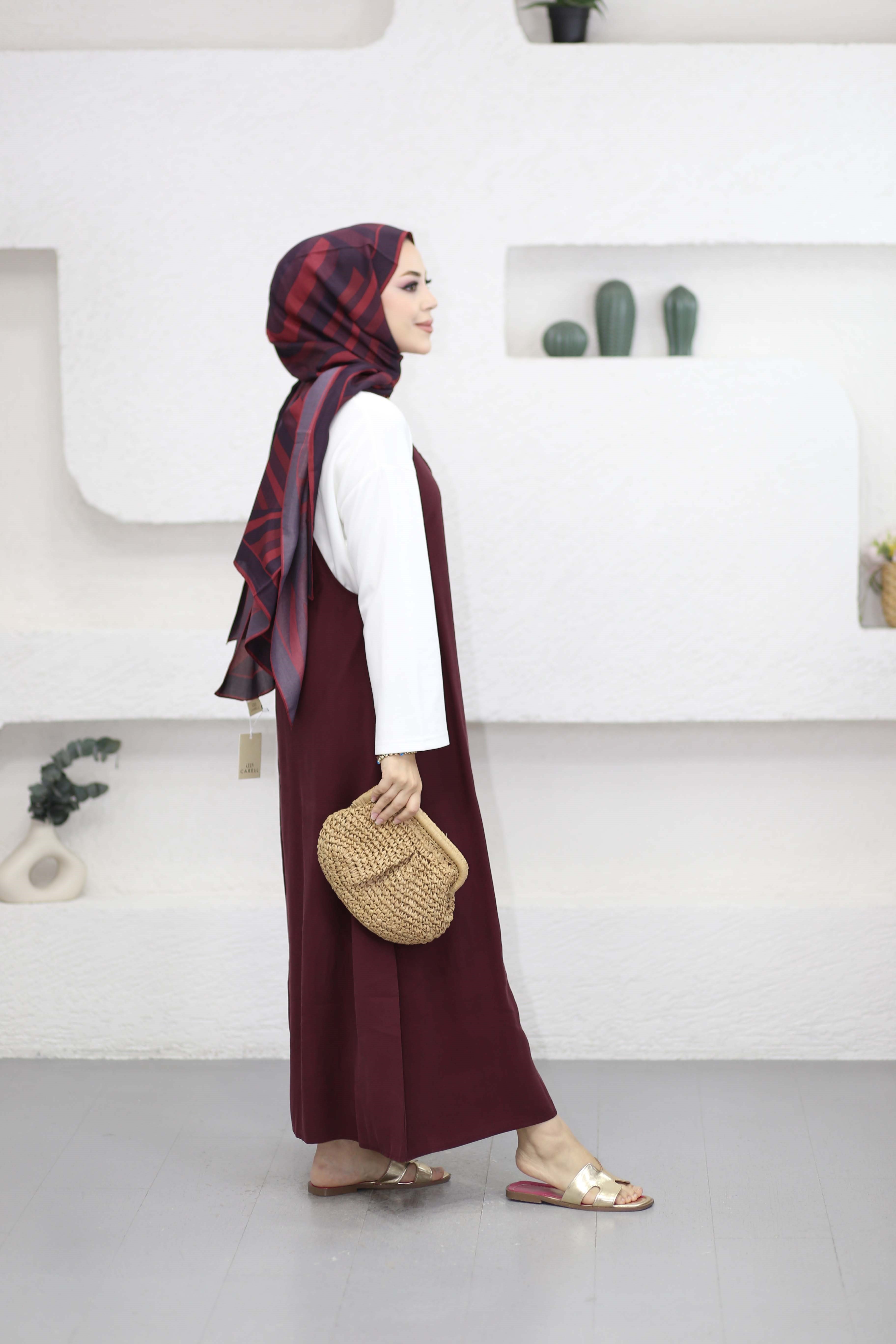 Basıc Elbise Bordo 9092