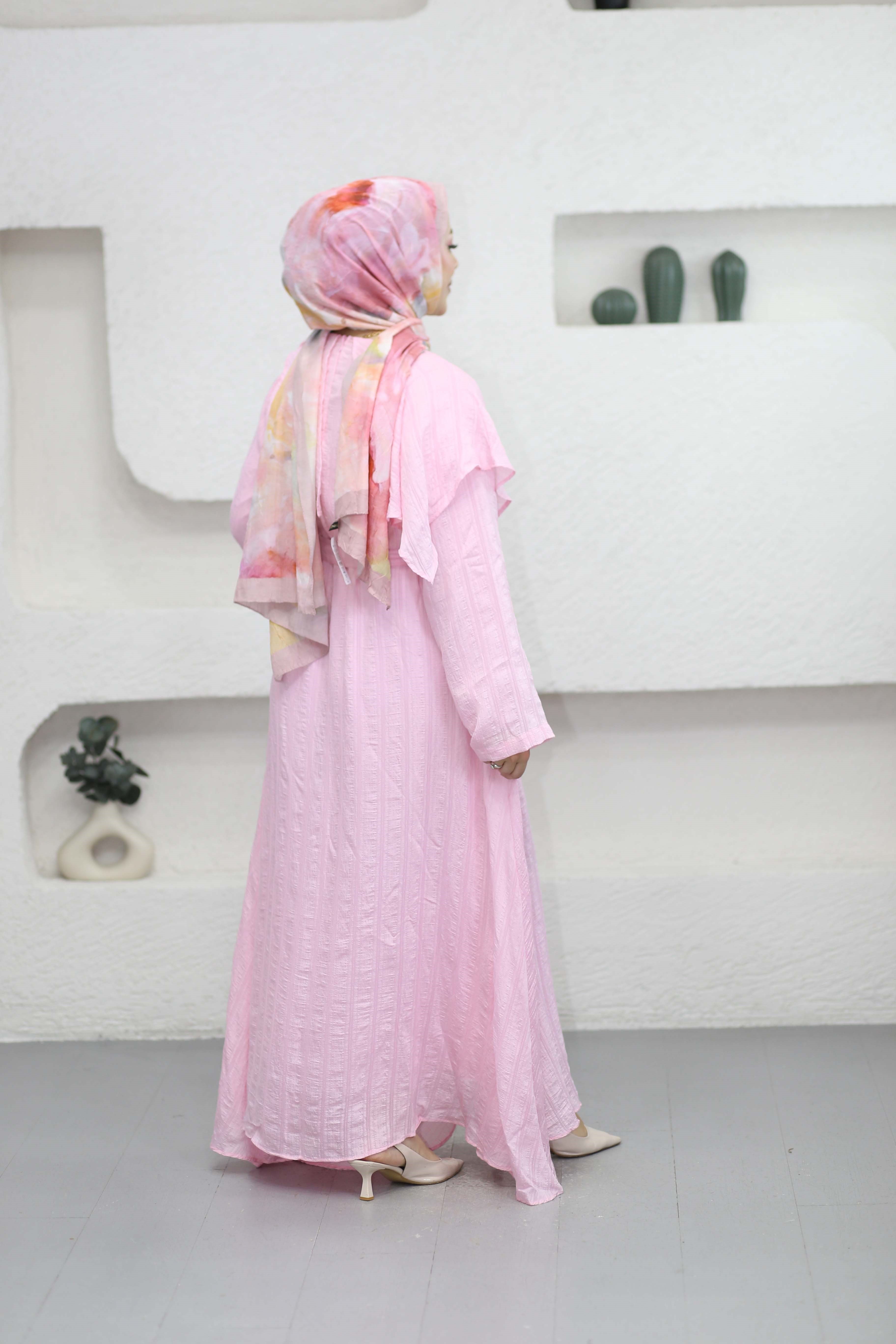 Ela Elbise Pembe 5028