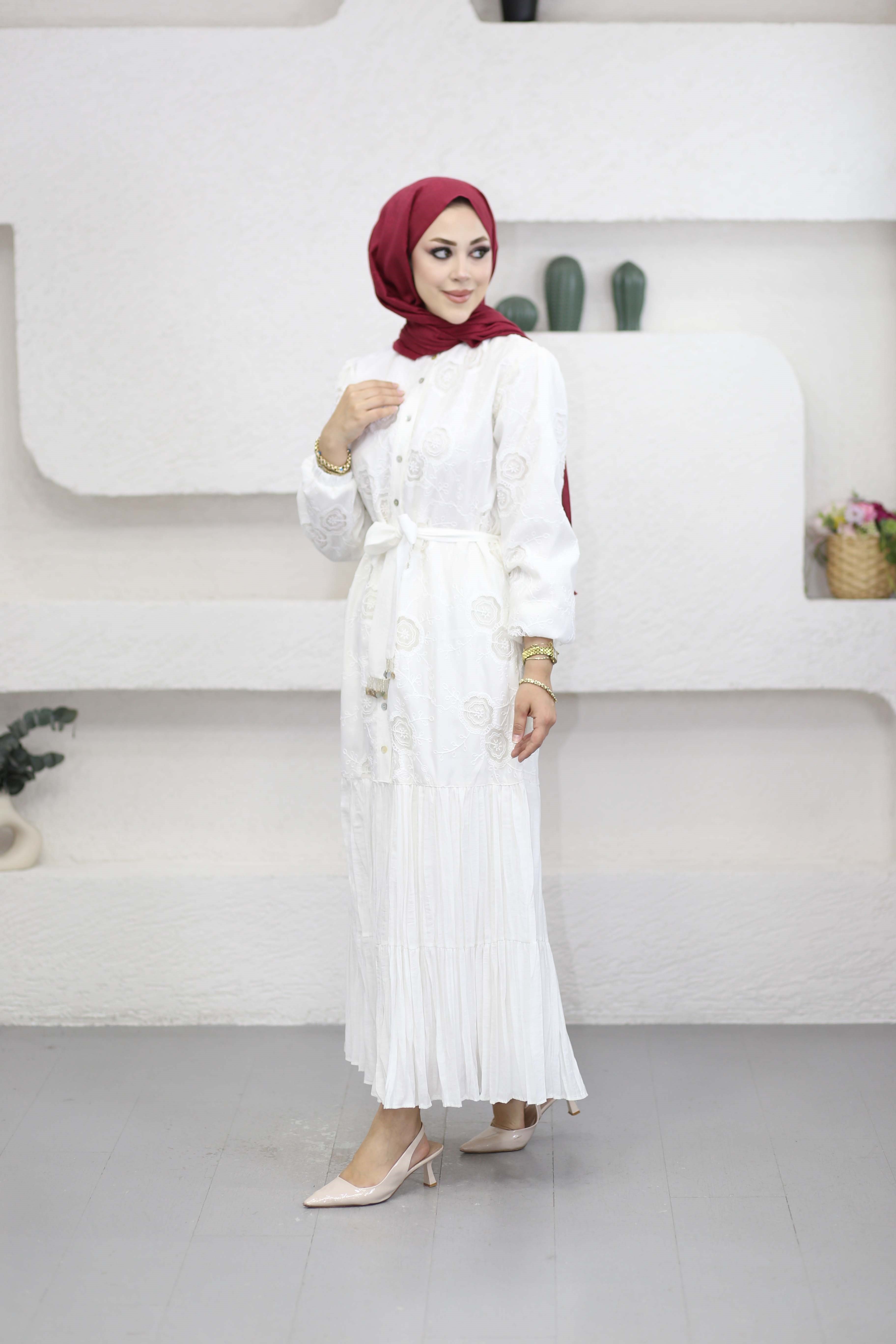 Nergiz Elbise Beyaz 1581