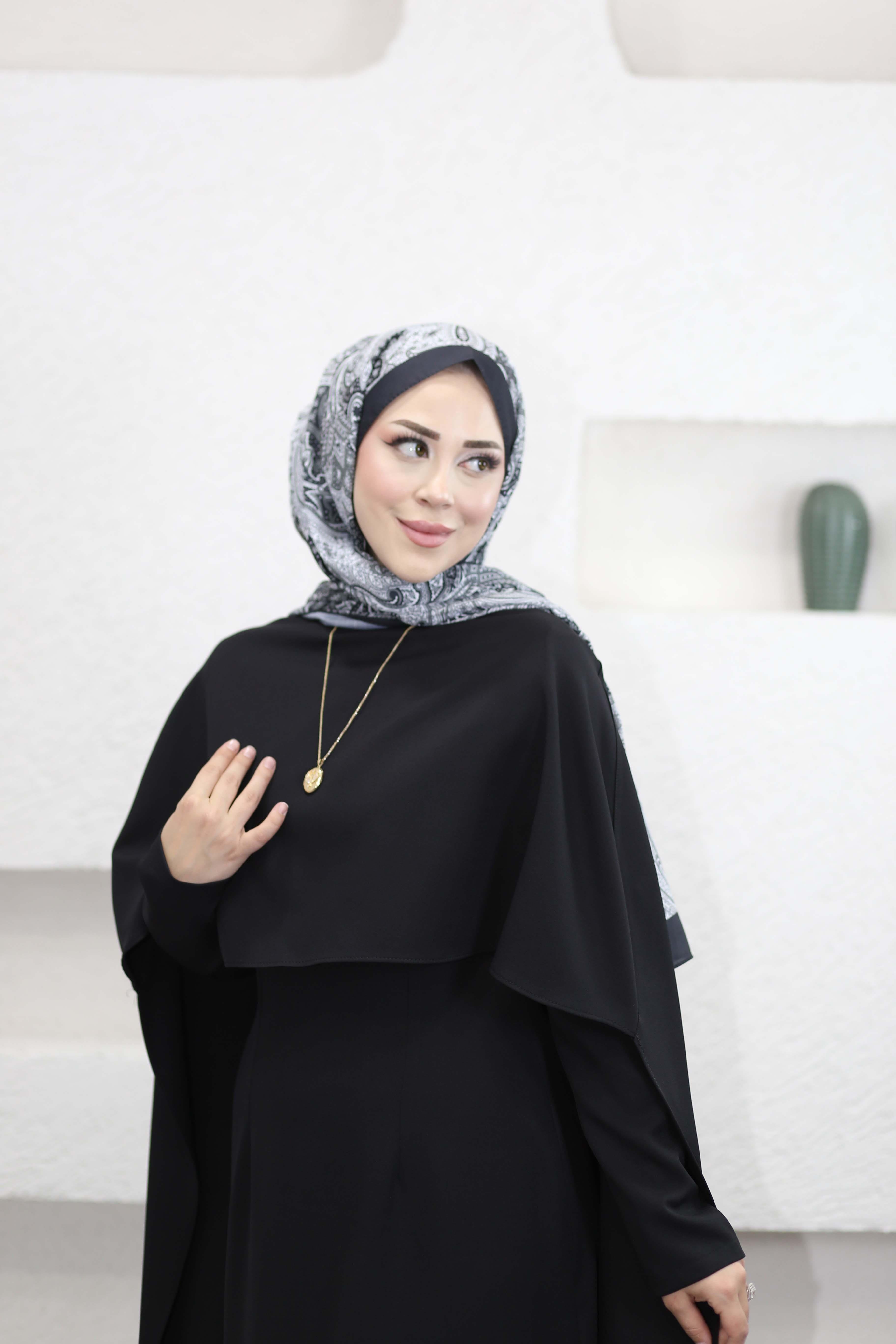 Uzun Pelerin Elbise Siyah 3392