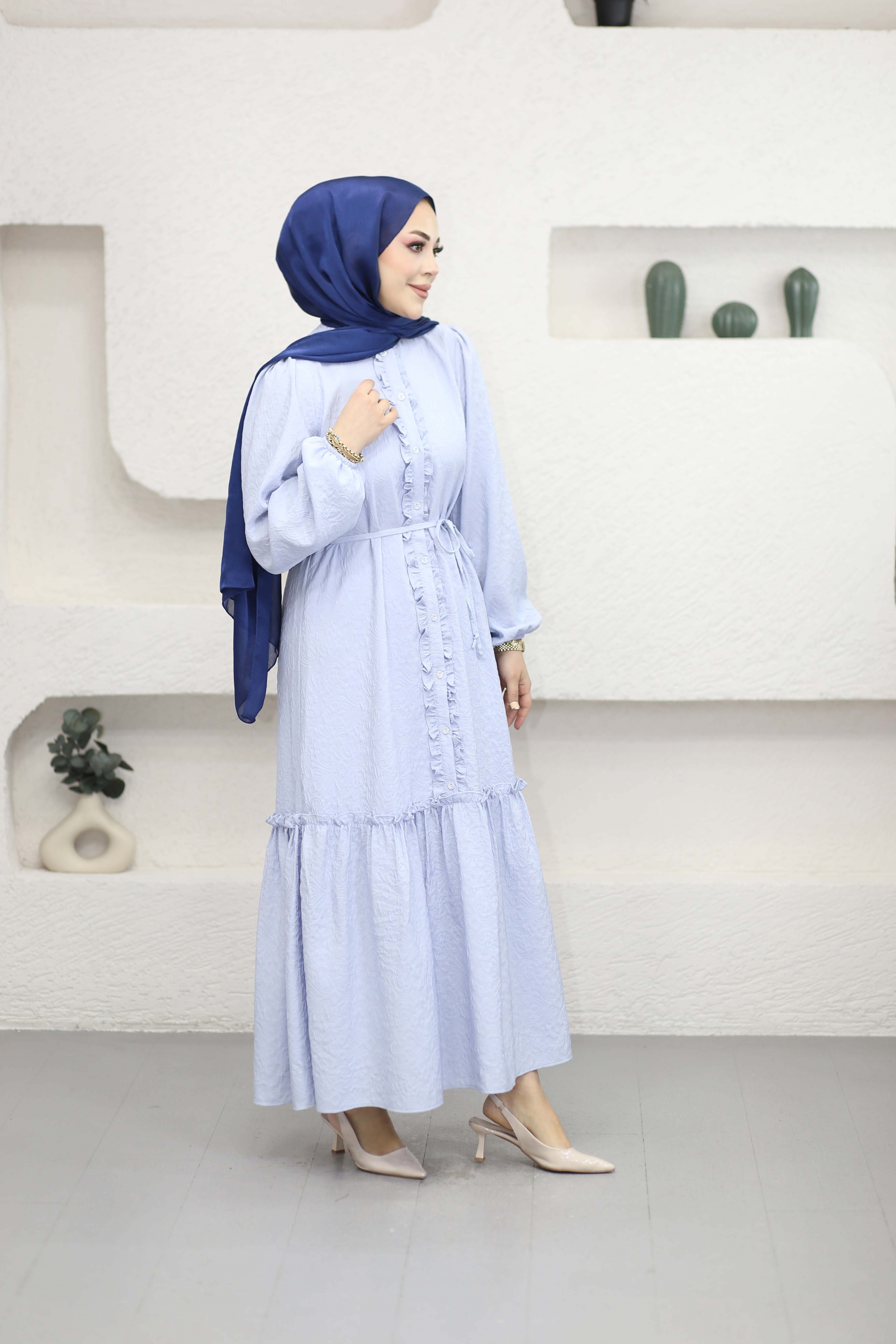 Gofre Elbise Bebe Mavi 1503