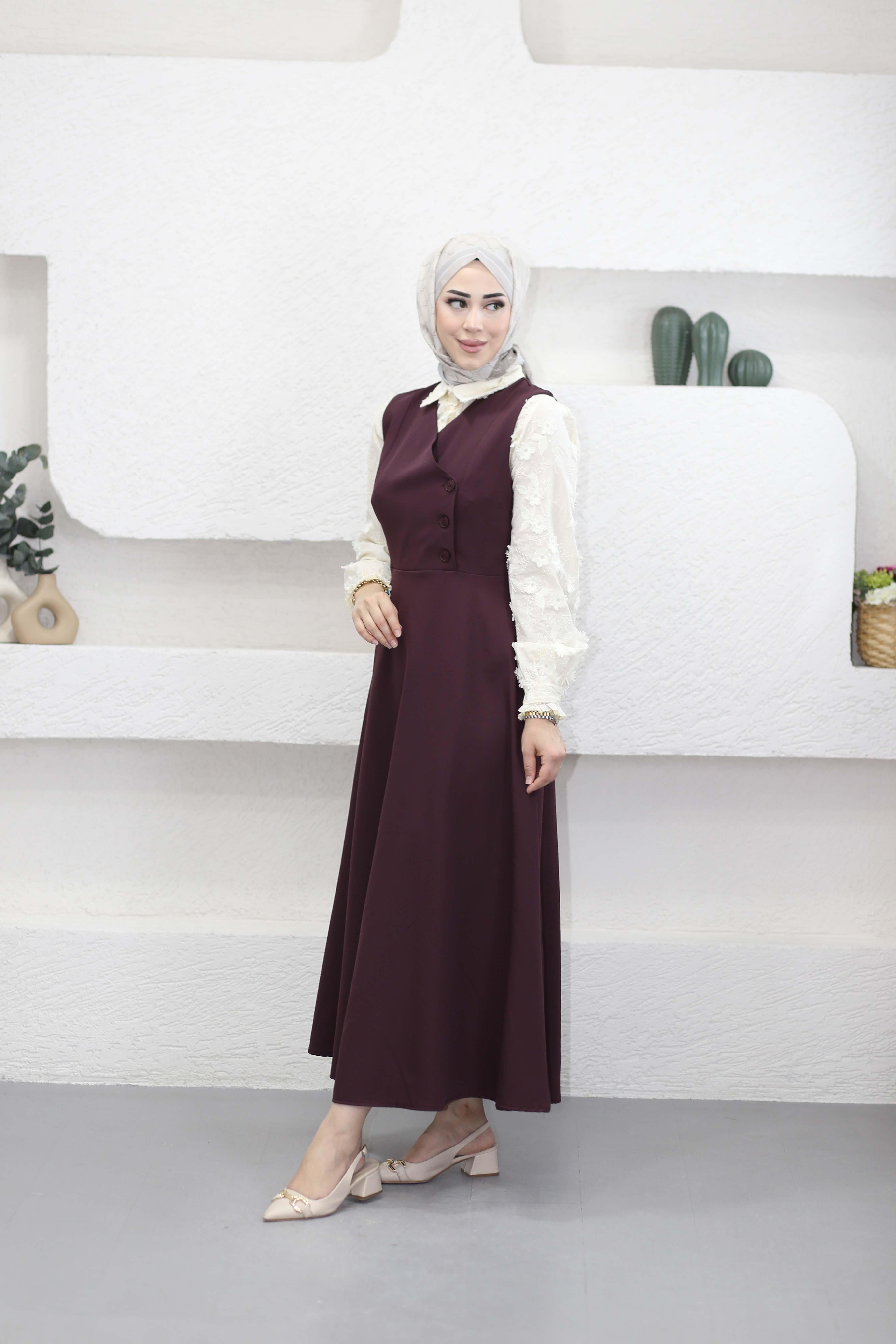 Düğmeli Jile Bordo 3040