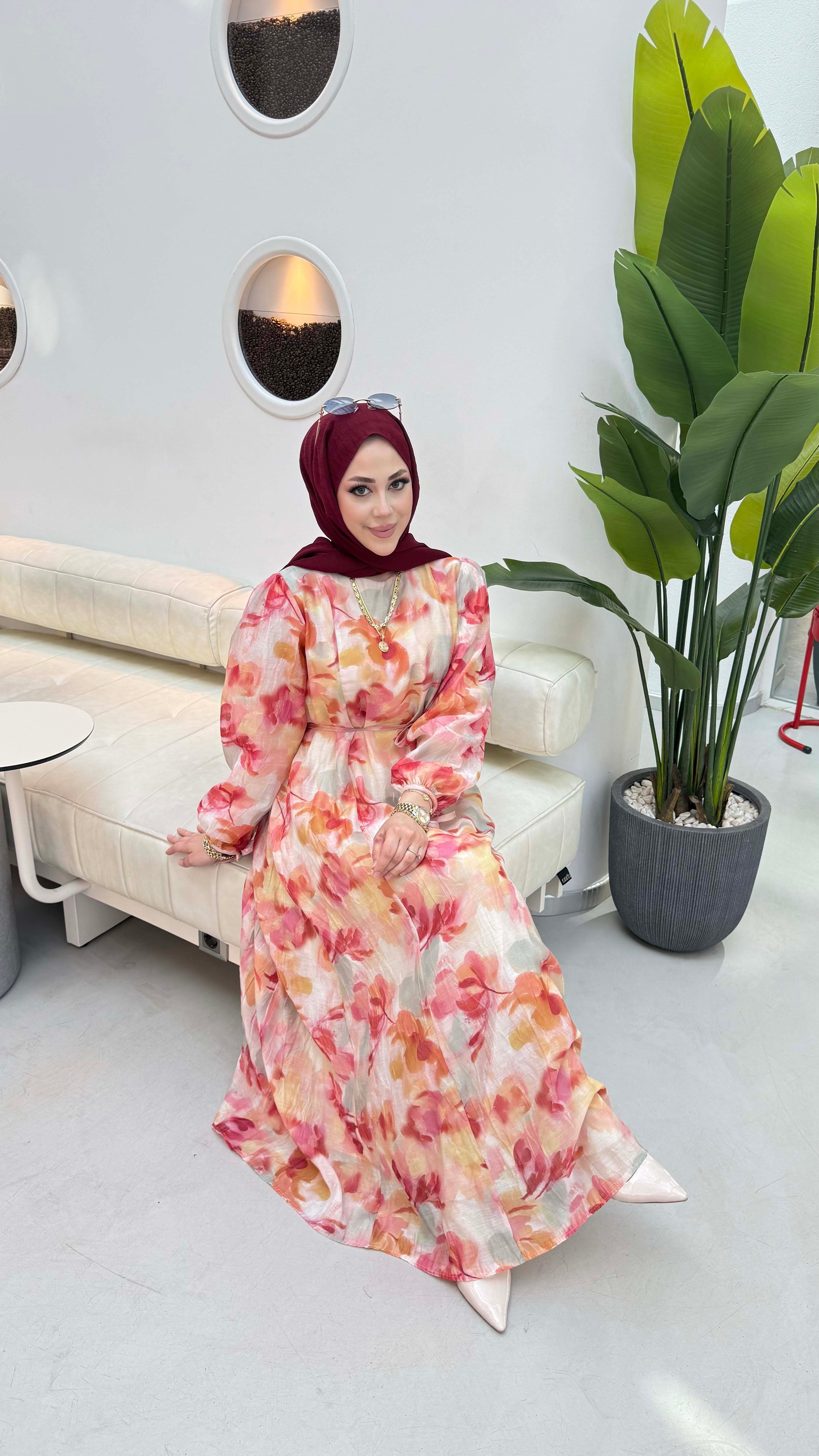Rengin Elbise Pembe 25135