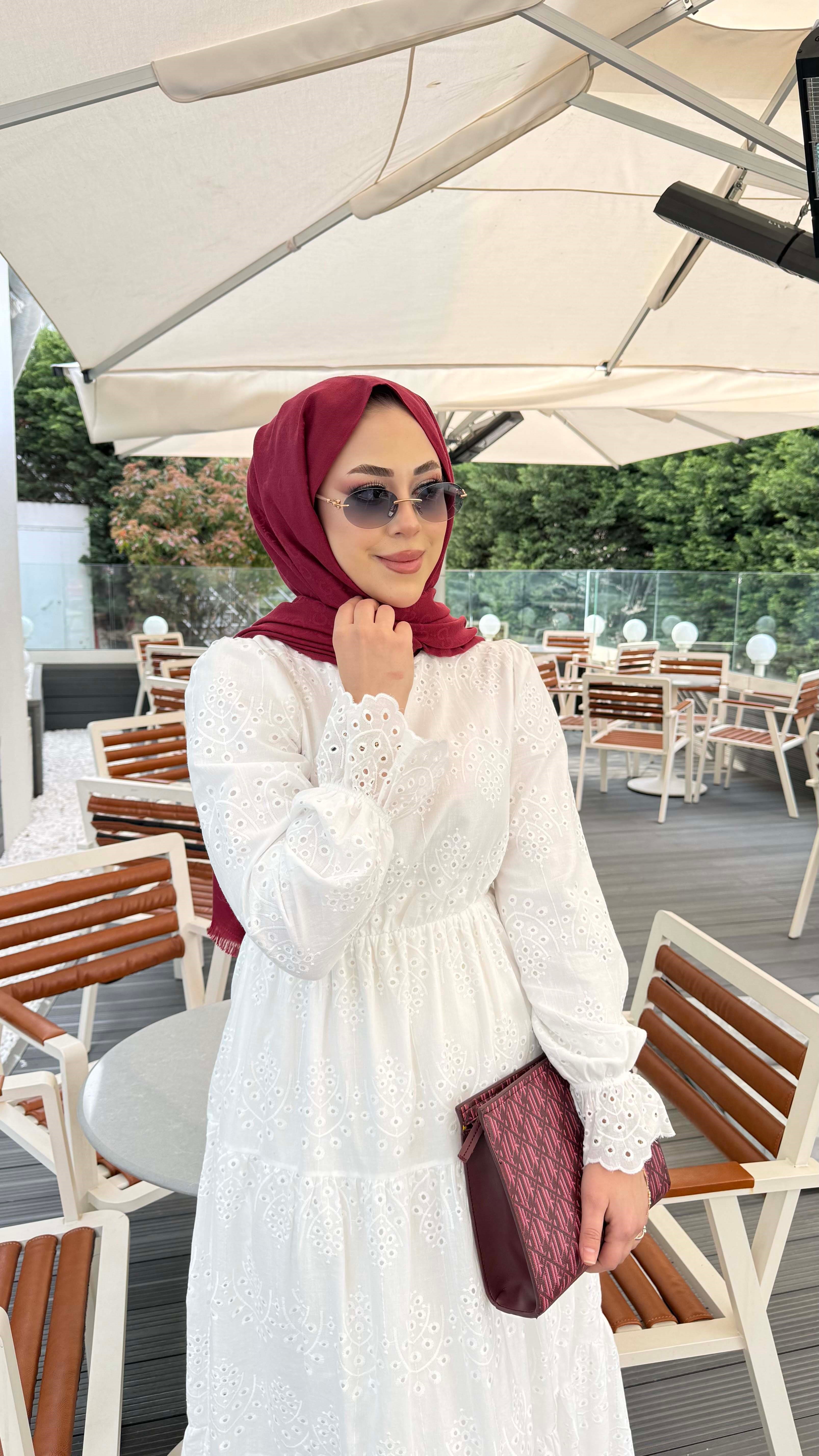Prenses Güpür Elbise Beyaz 1430