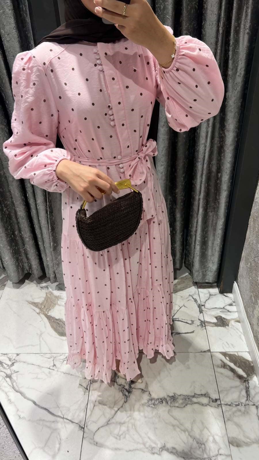 Puantiye Elbise Pembe 1602