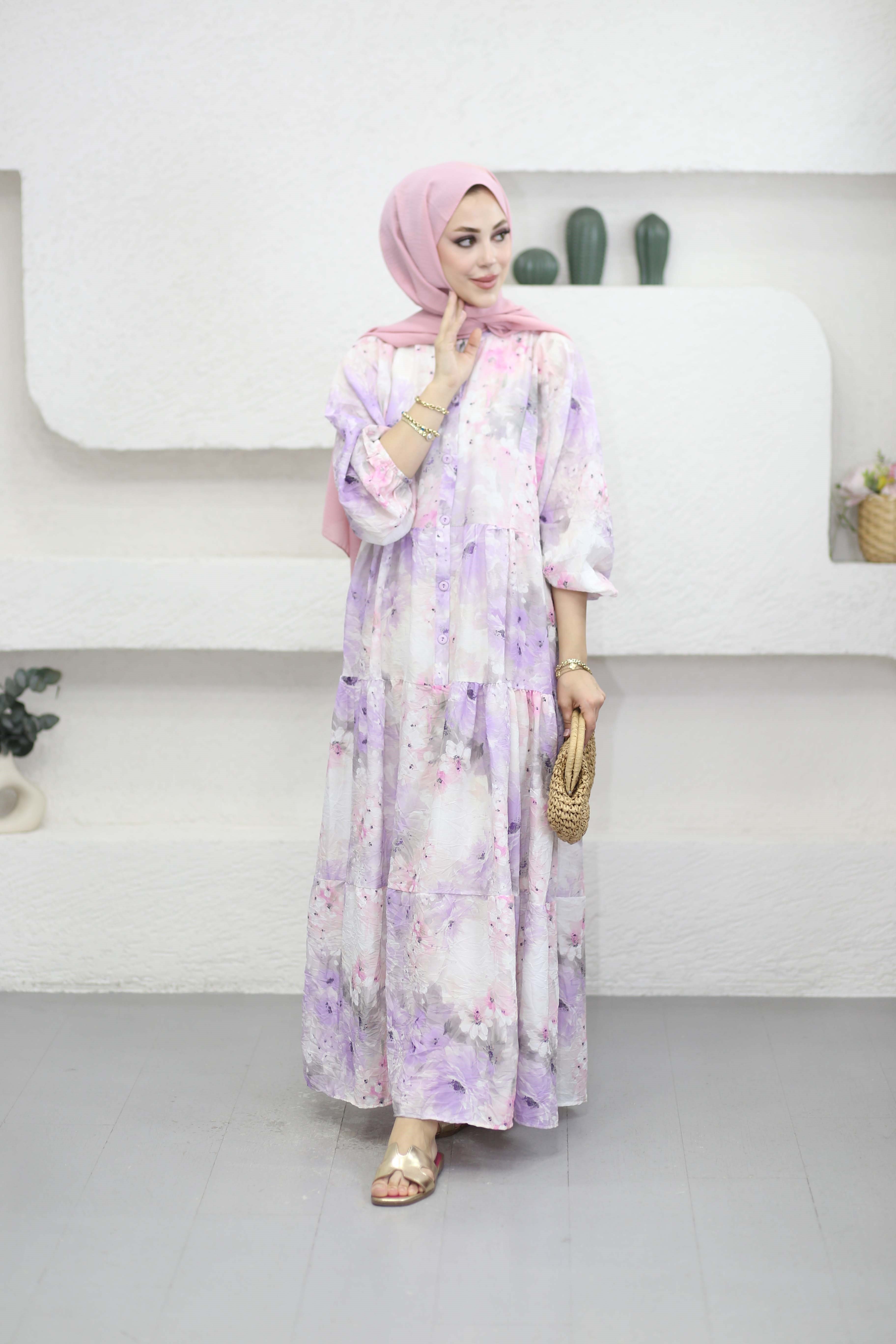 Harika Elbise Lila 9107