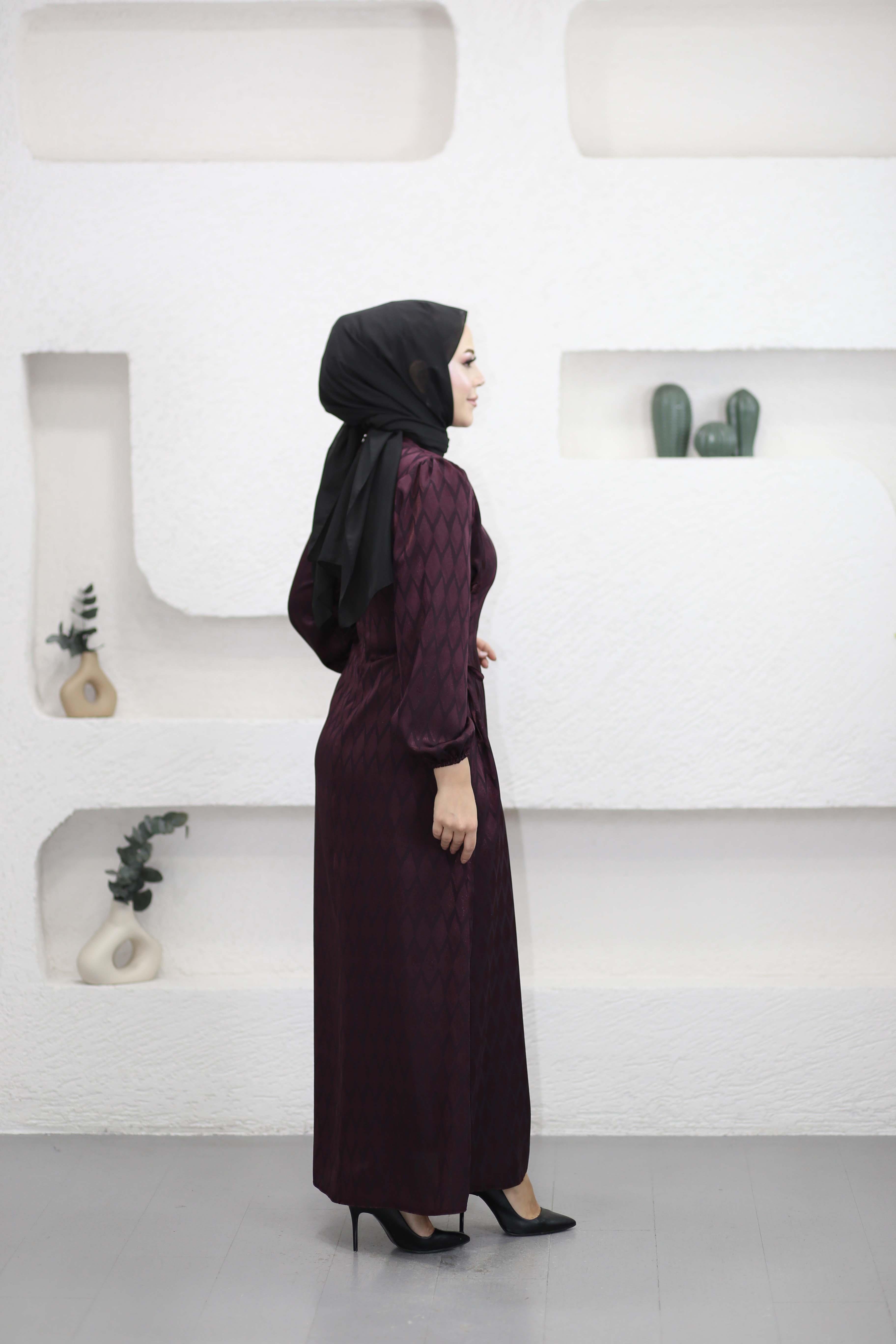 Yanı Bağlamalı Elbise Mürdüm 6088