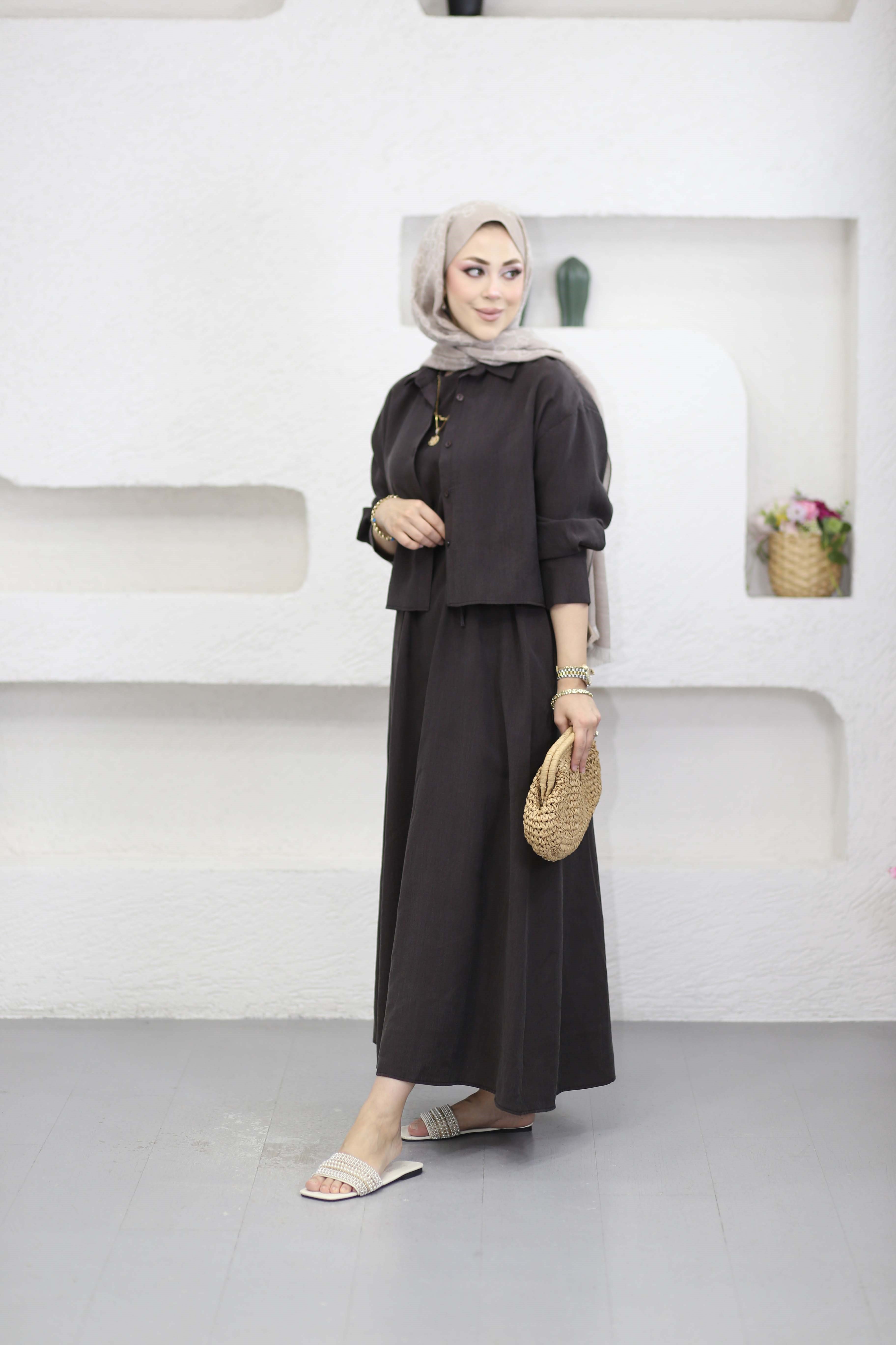 Sümüş Elbise Kahverengi 379