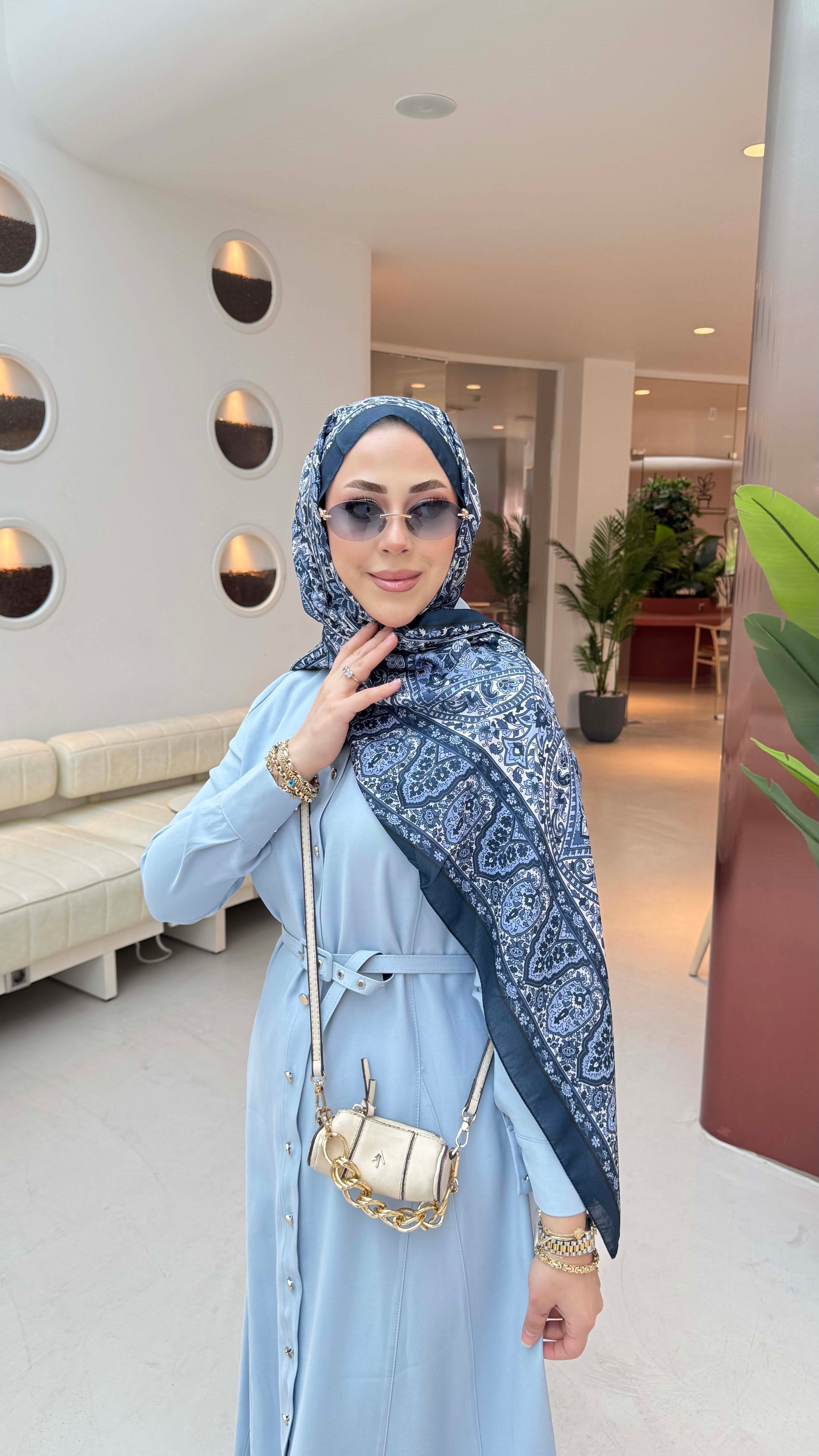 Düğmeli Tencel Gömlek Elbise Bebe Mavi 5499