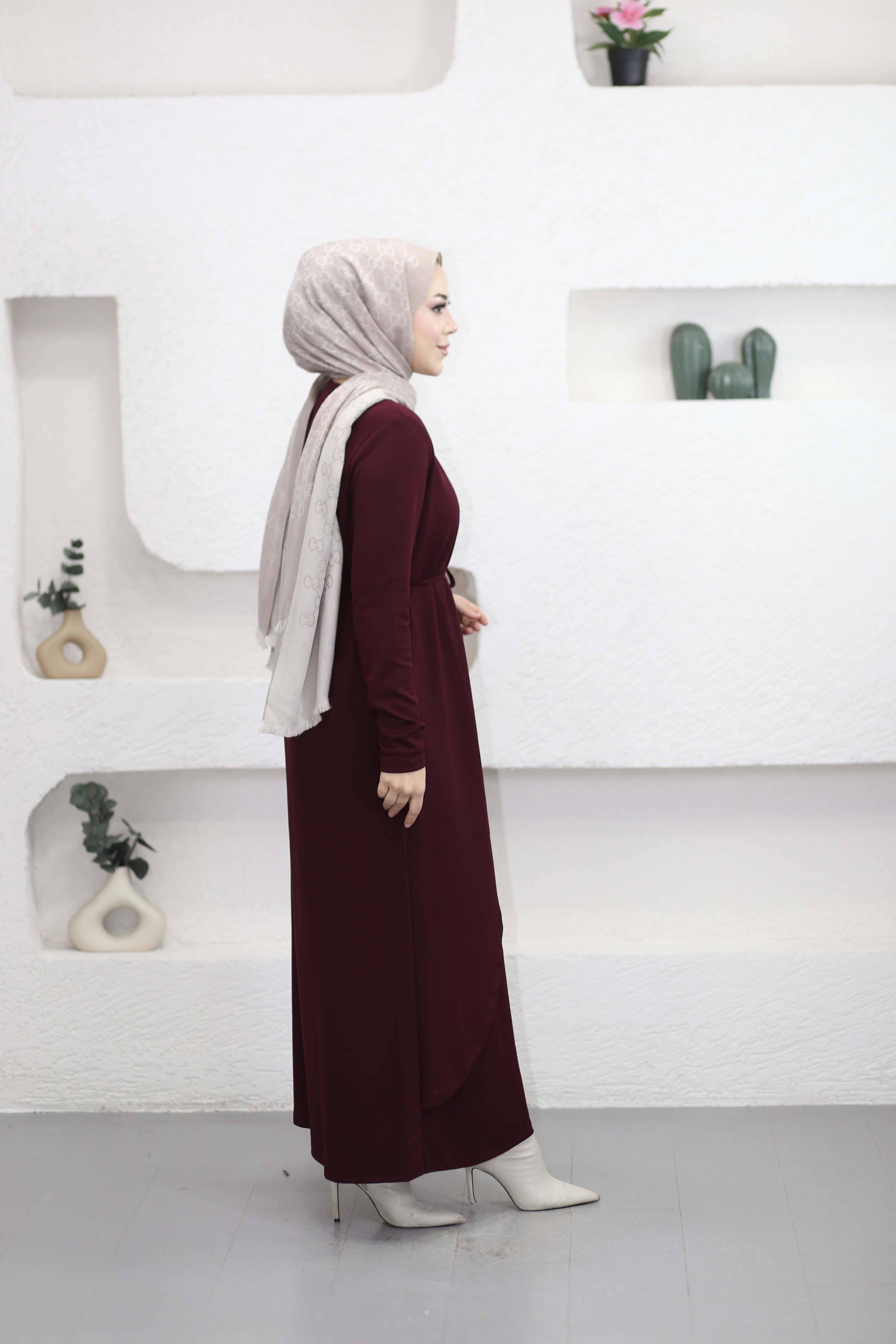 Tokalı Elbise Bordo 5277