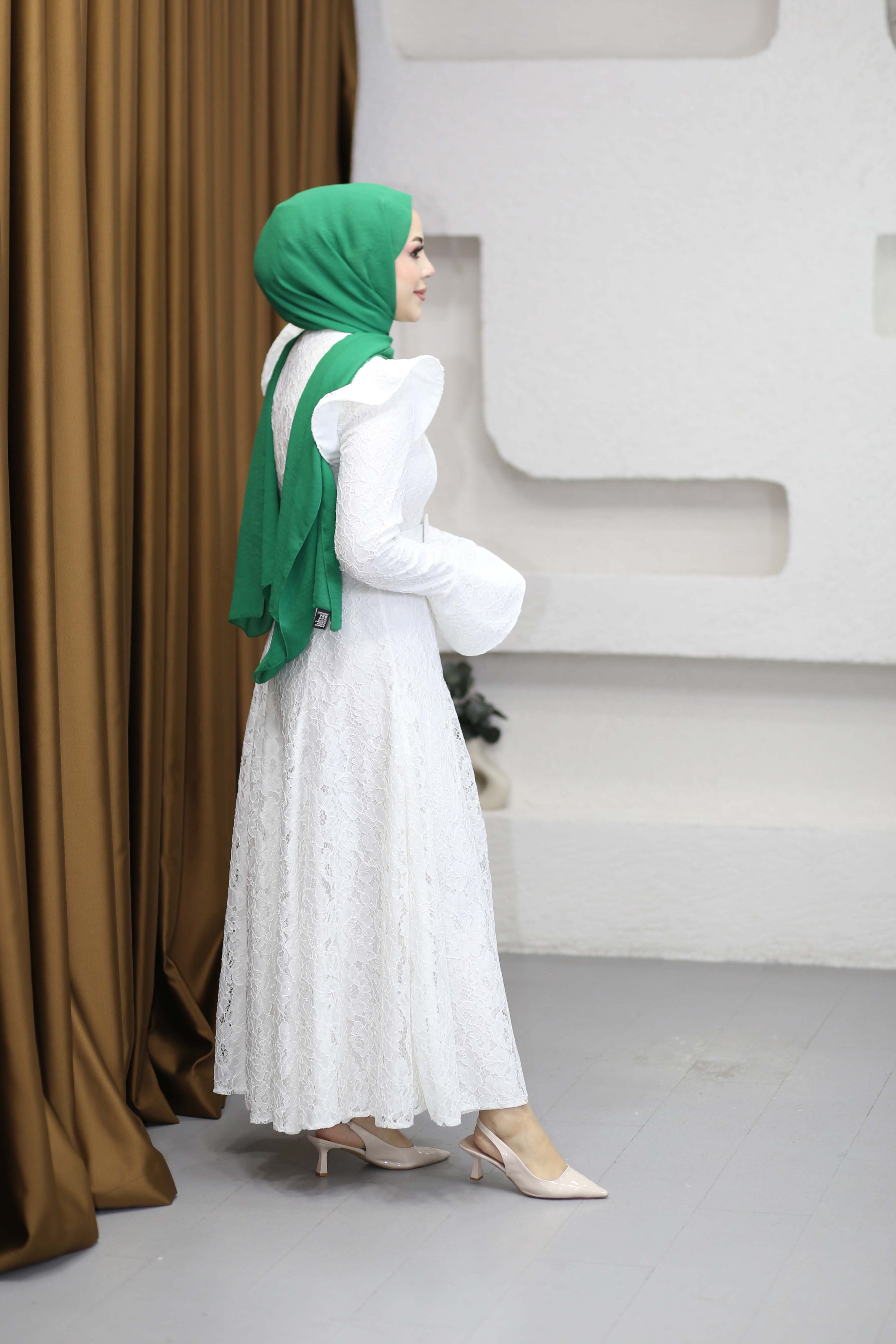 Ivary Dantelli Elbise Beyaz 5772