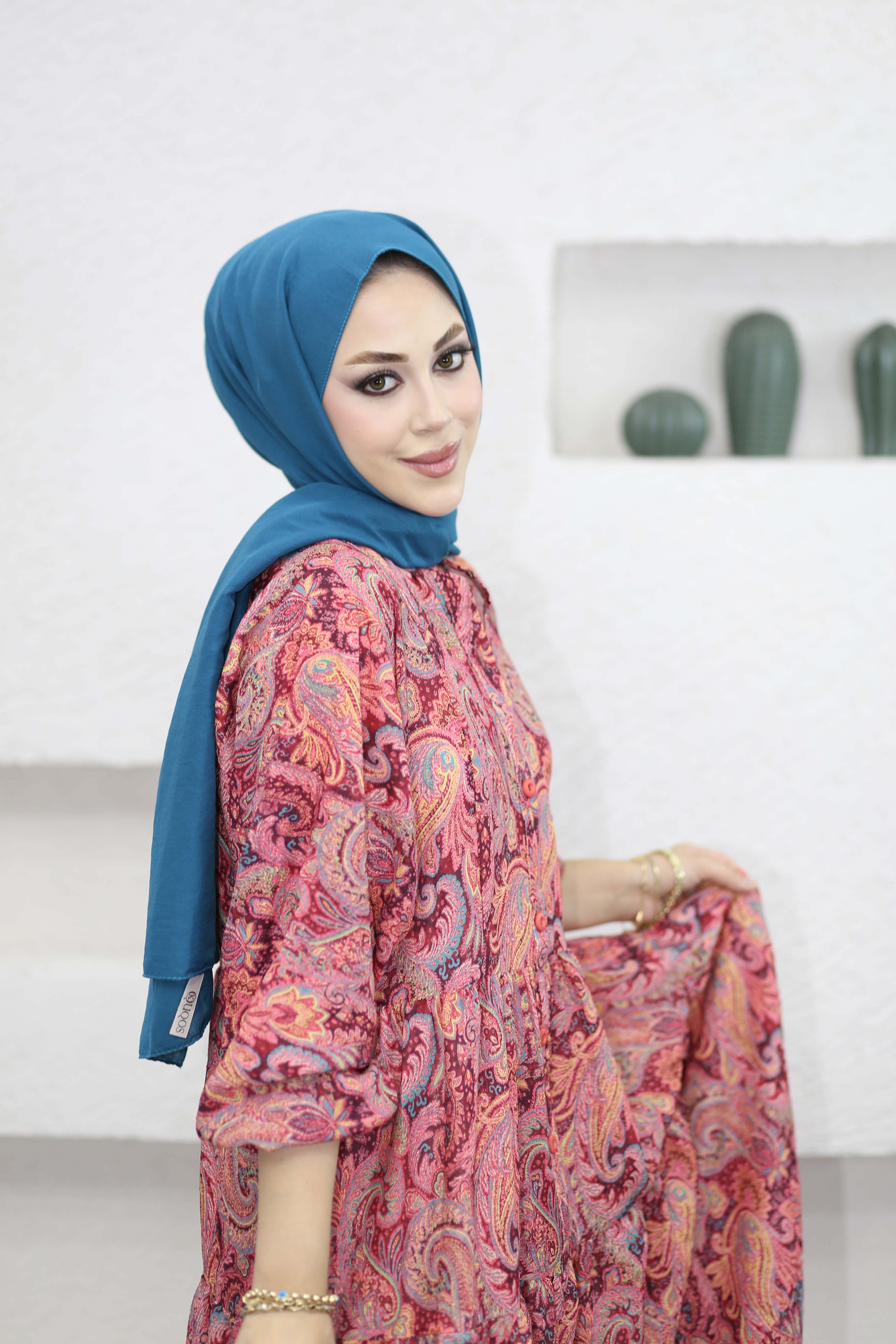 Ahsen Elbise Bordo 2513