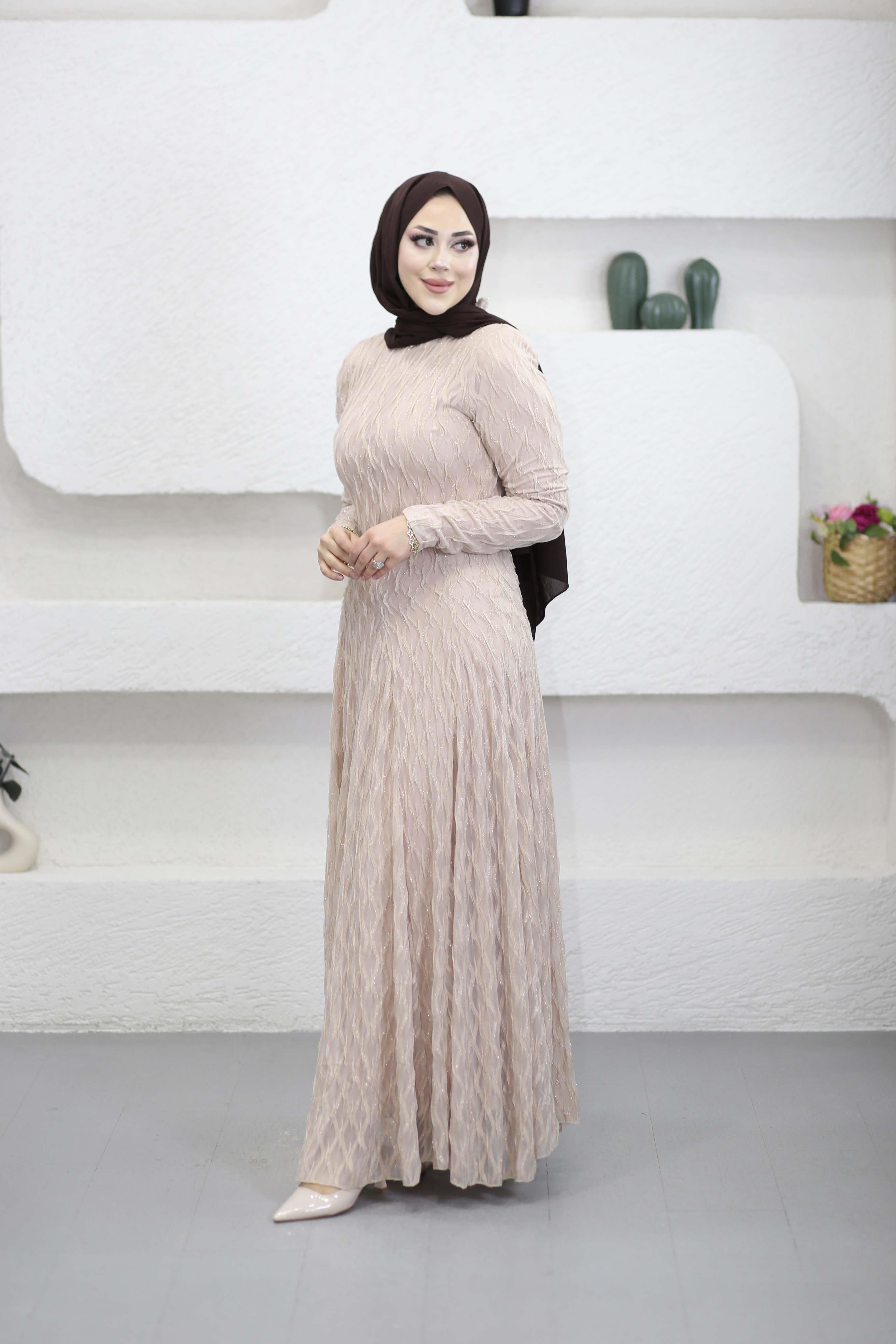 Yeşim Elbise Krem 6562