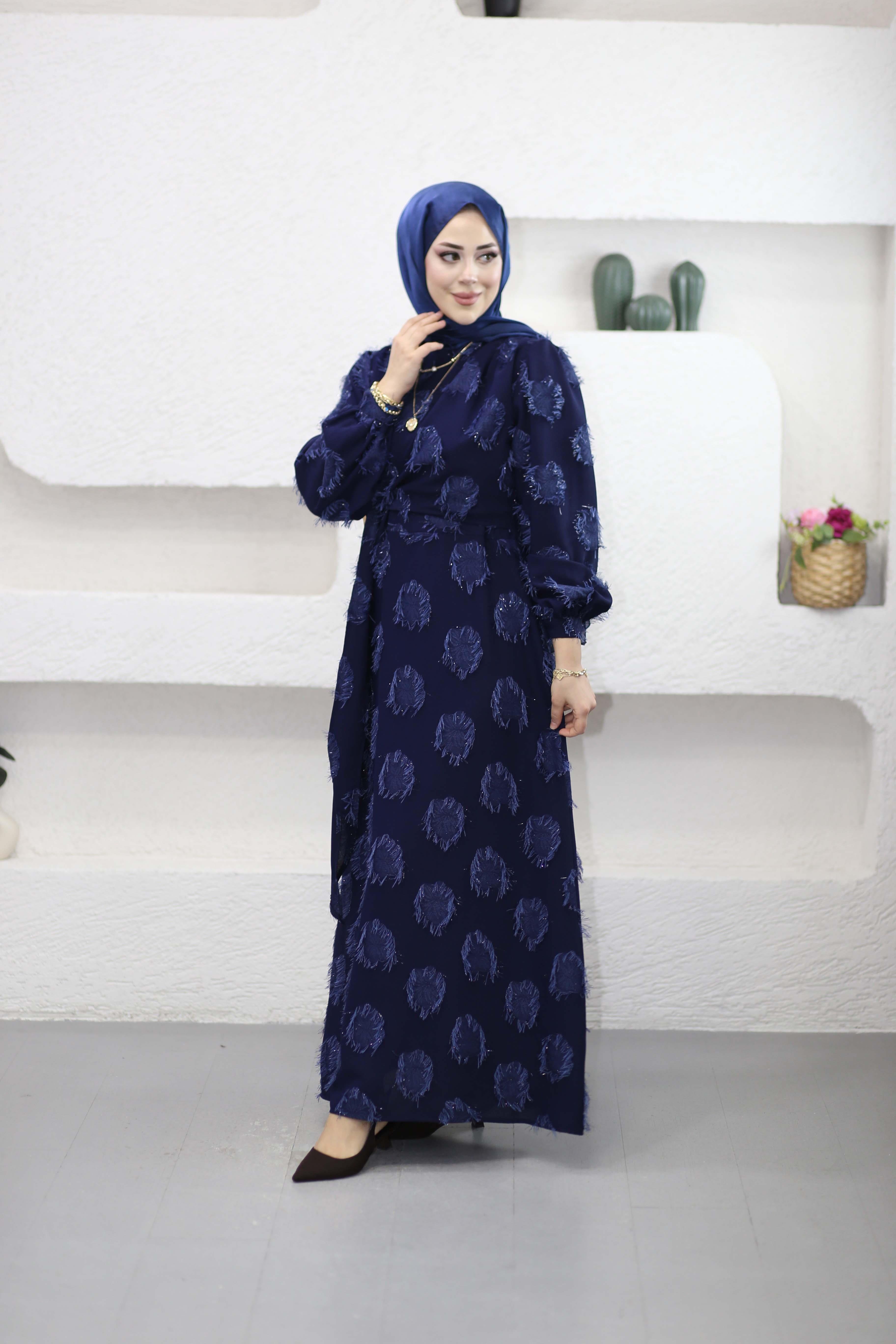 Parıltı Elbise Lacivert 5506