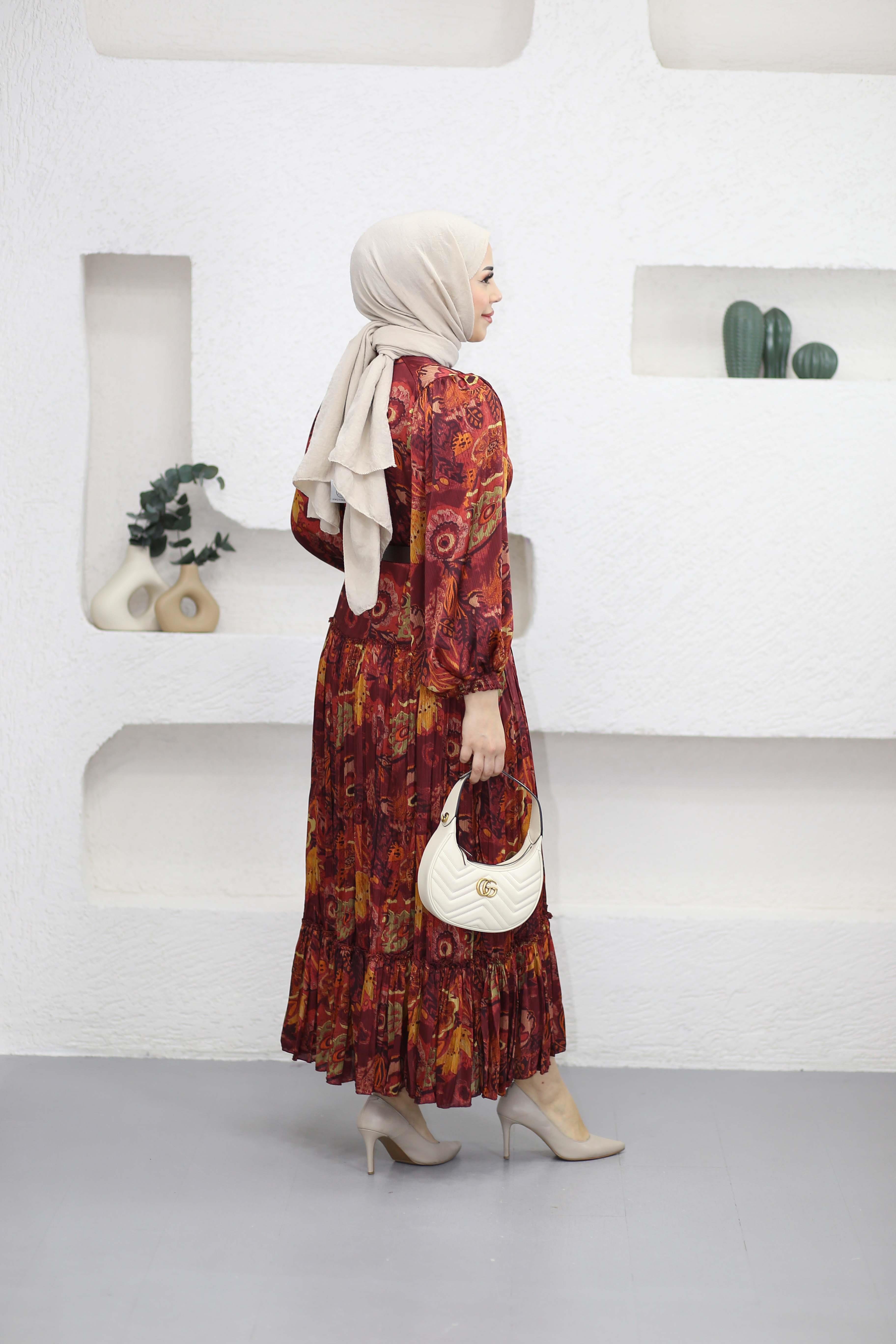 Vintage Elbise Bordo 1243