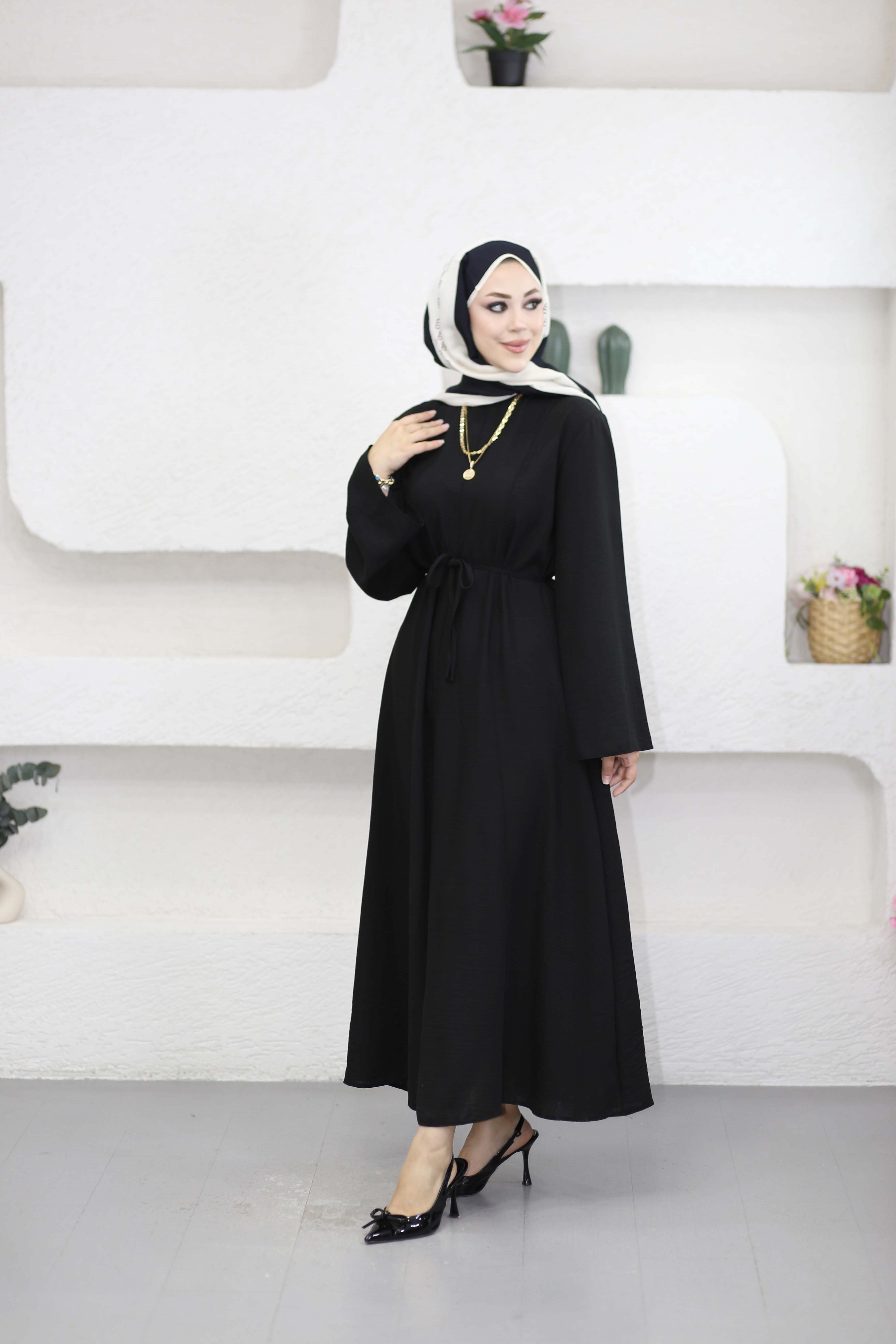 Asude Elbise Siyah 8506