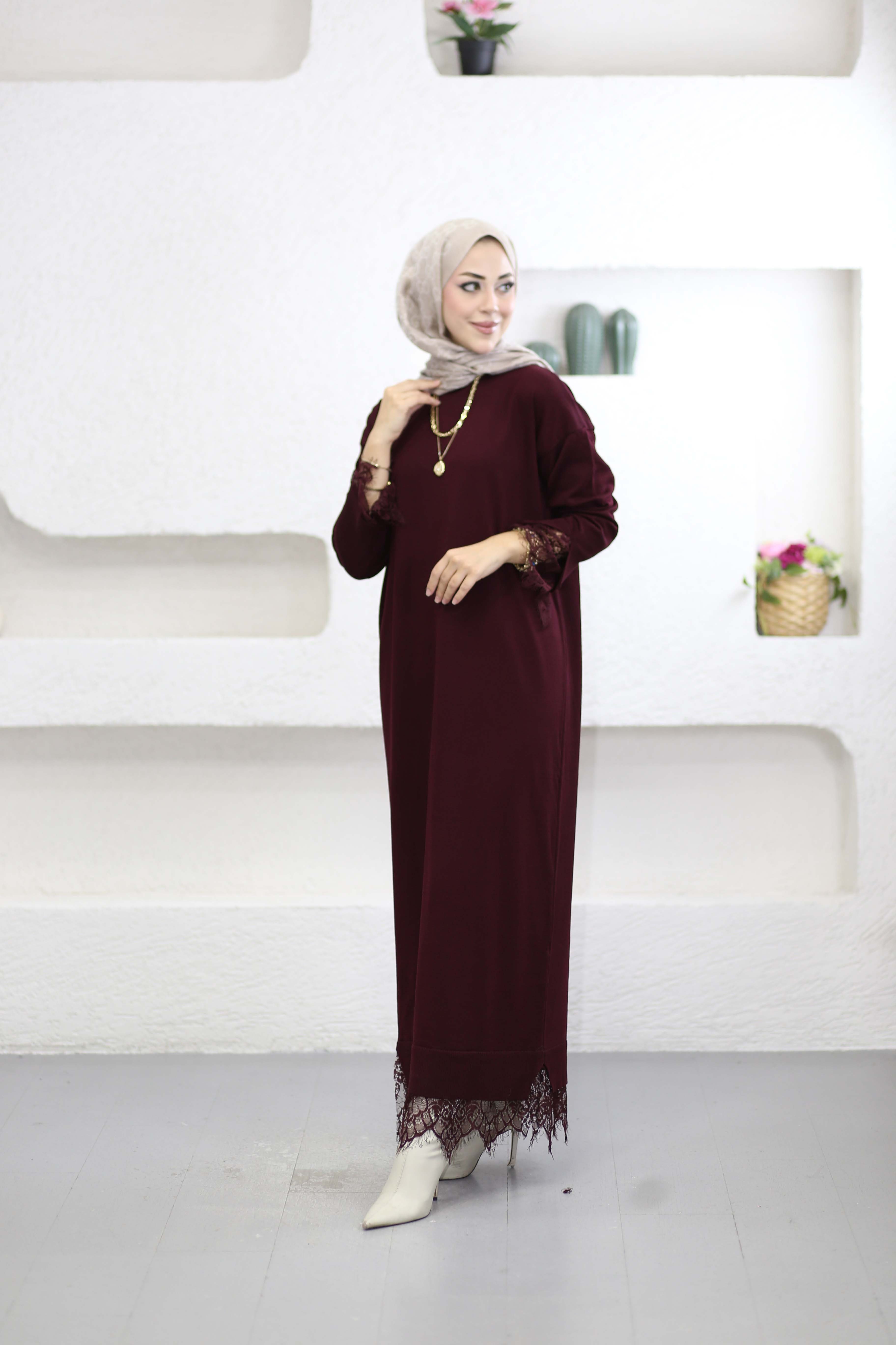 Hande Elbise Bordo 6123