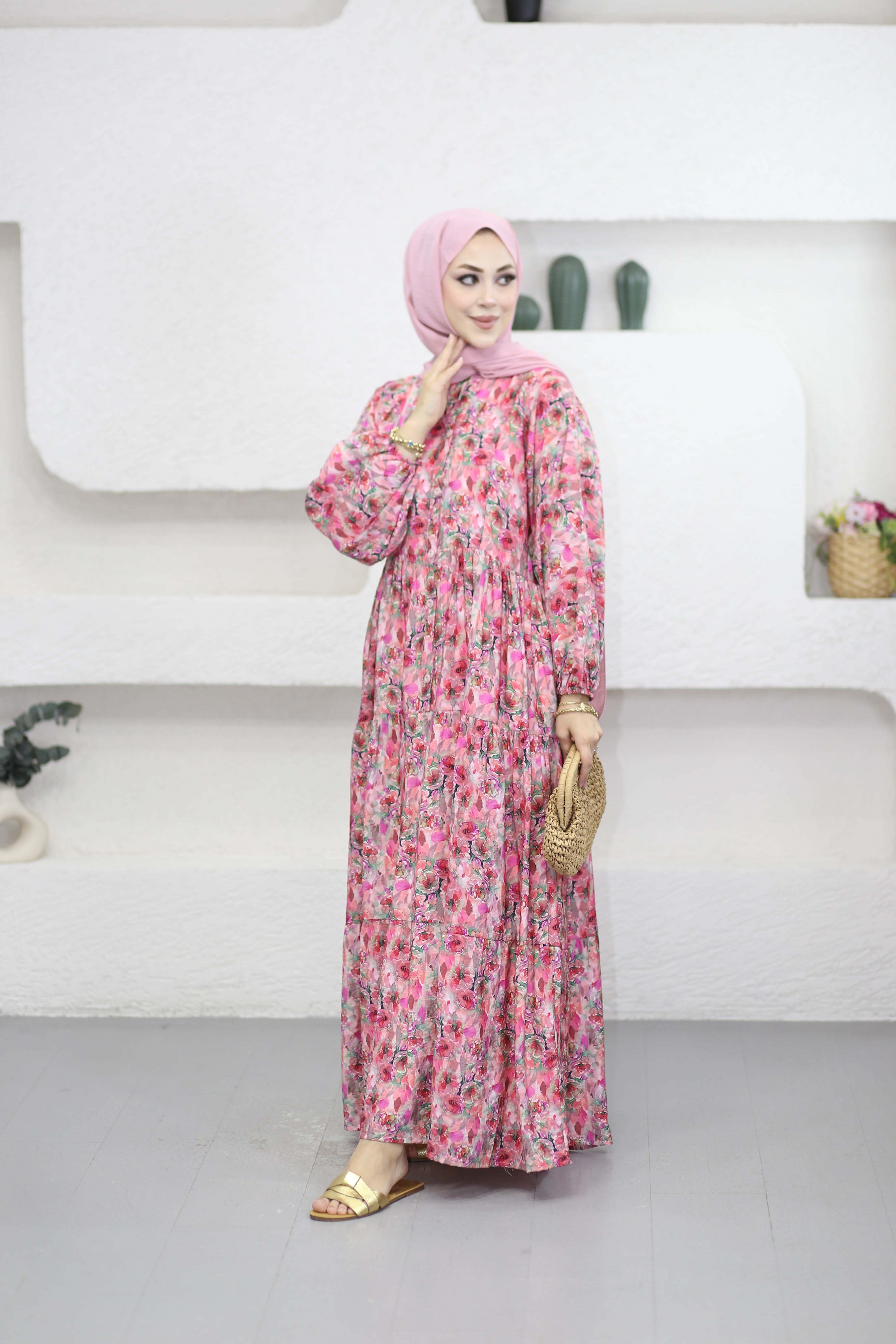 Bahariye Elbise Pembe 7214