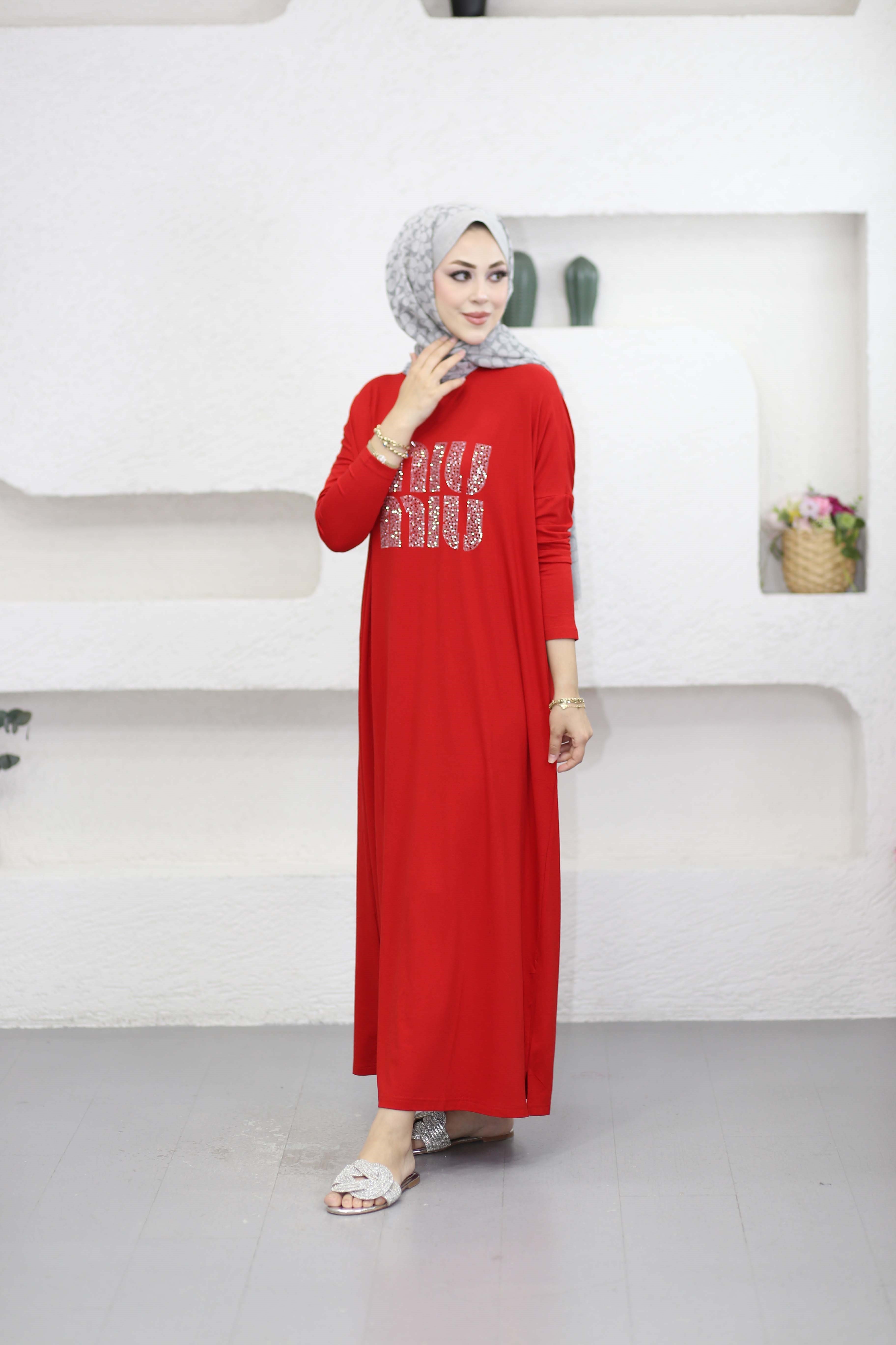 Mıu Taşlı Elbise Kırmızı 2211
