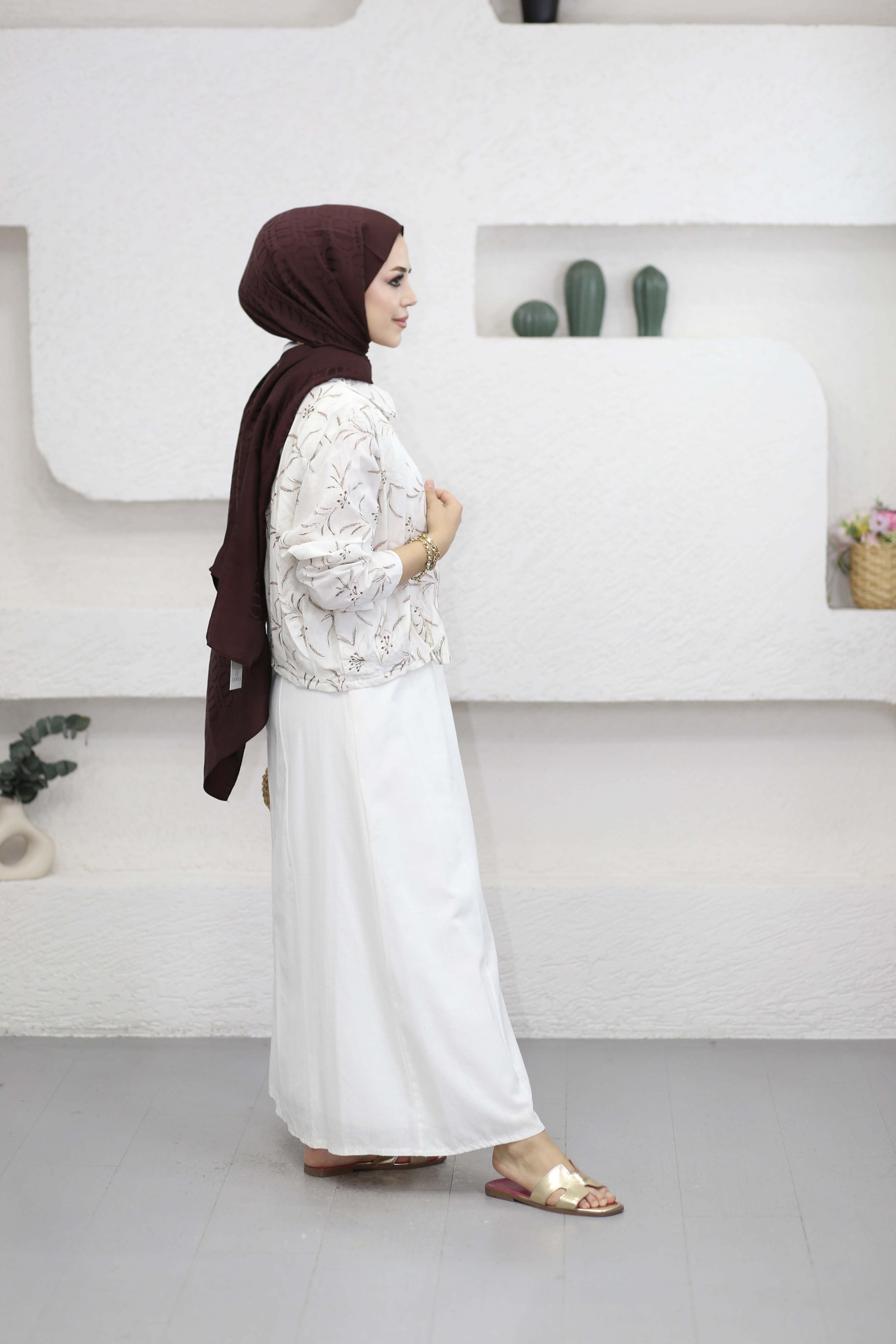 Yonca Ceketli Elbise Beyaz 25136