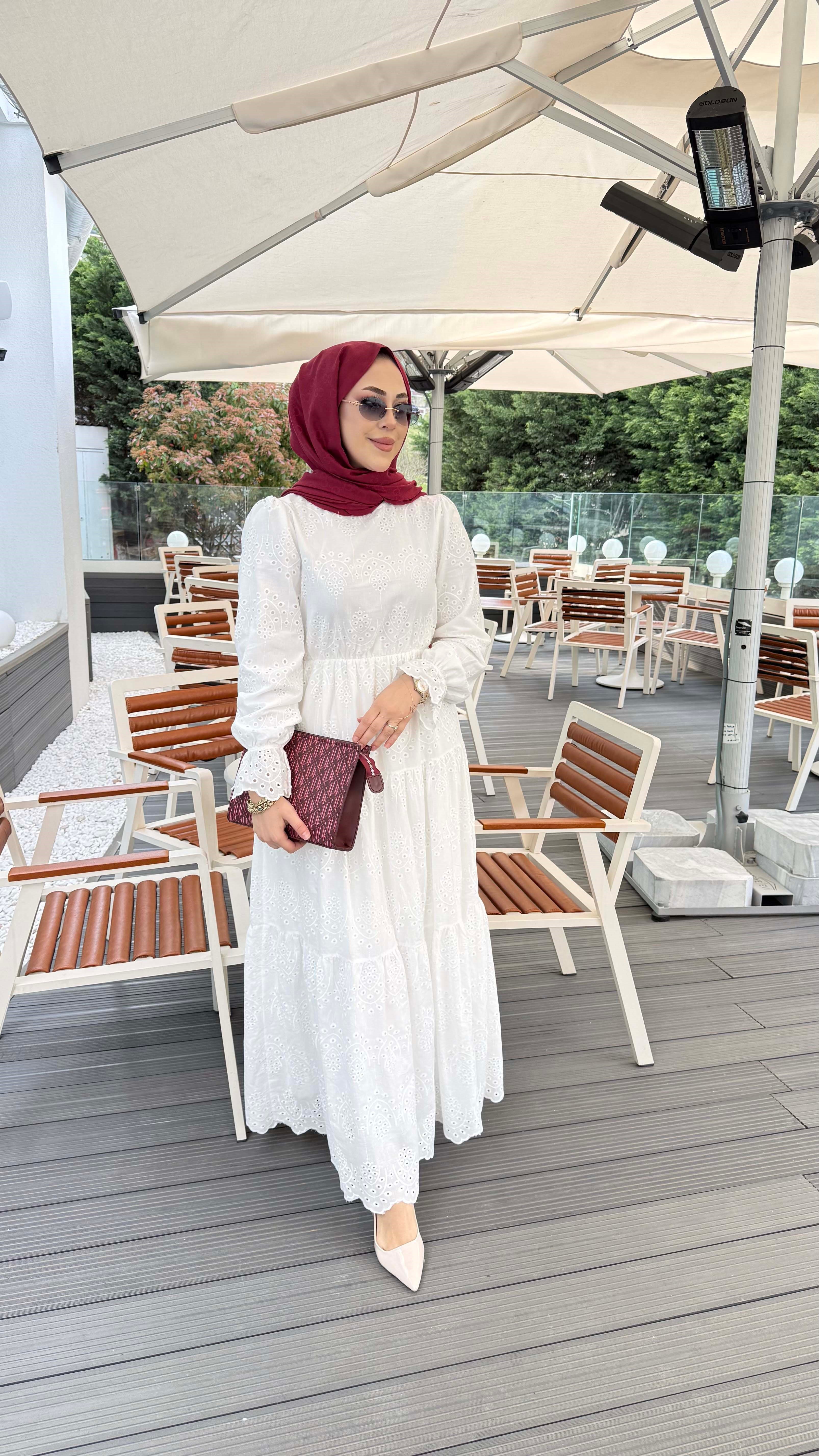Prenses Güpür Elbise Beyaz 1430