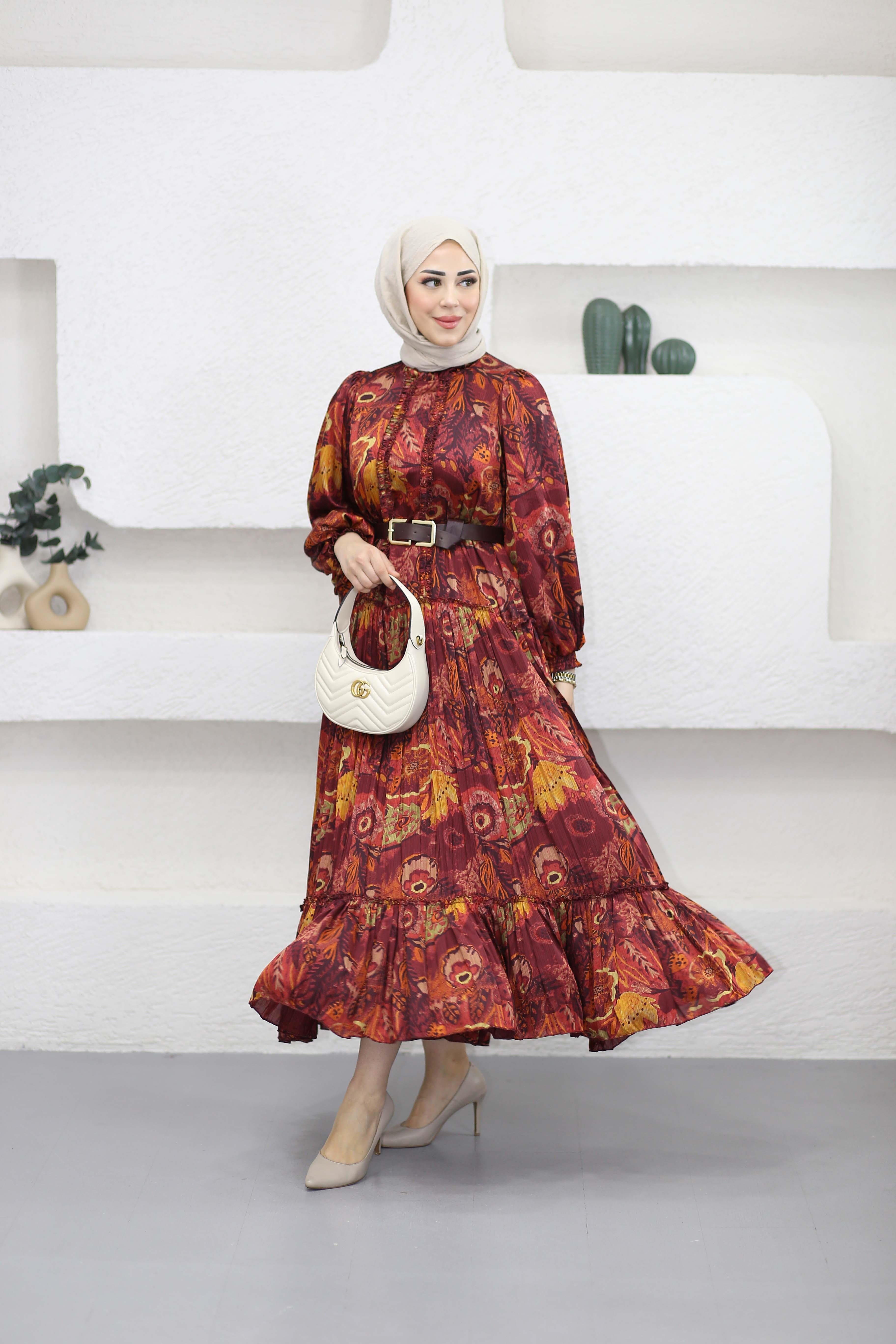 Vintage Elbise Bordo 1243