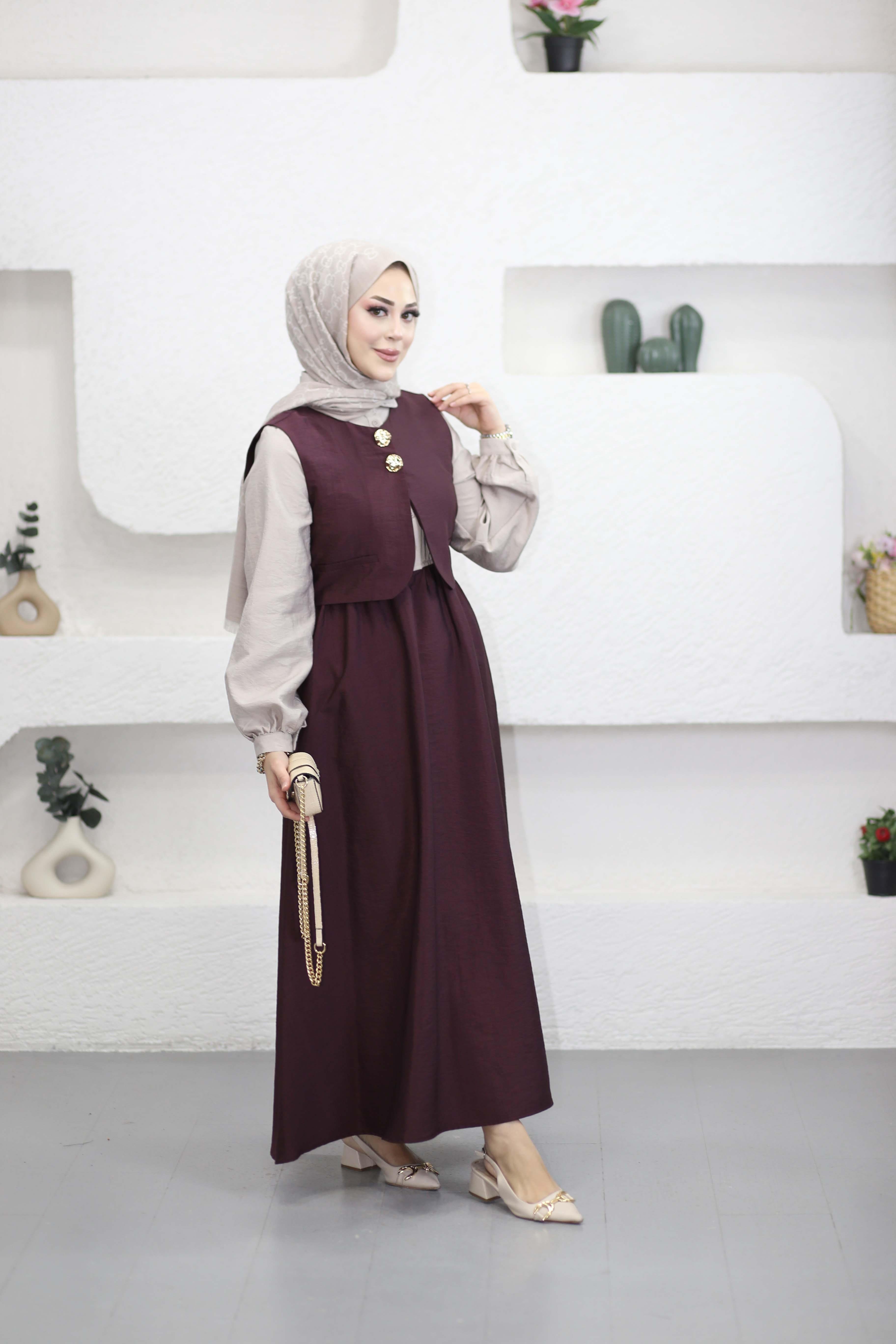 Yelek Elbise Bordo 263123