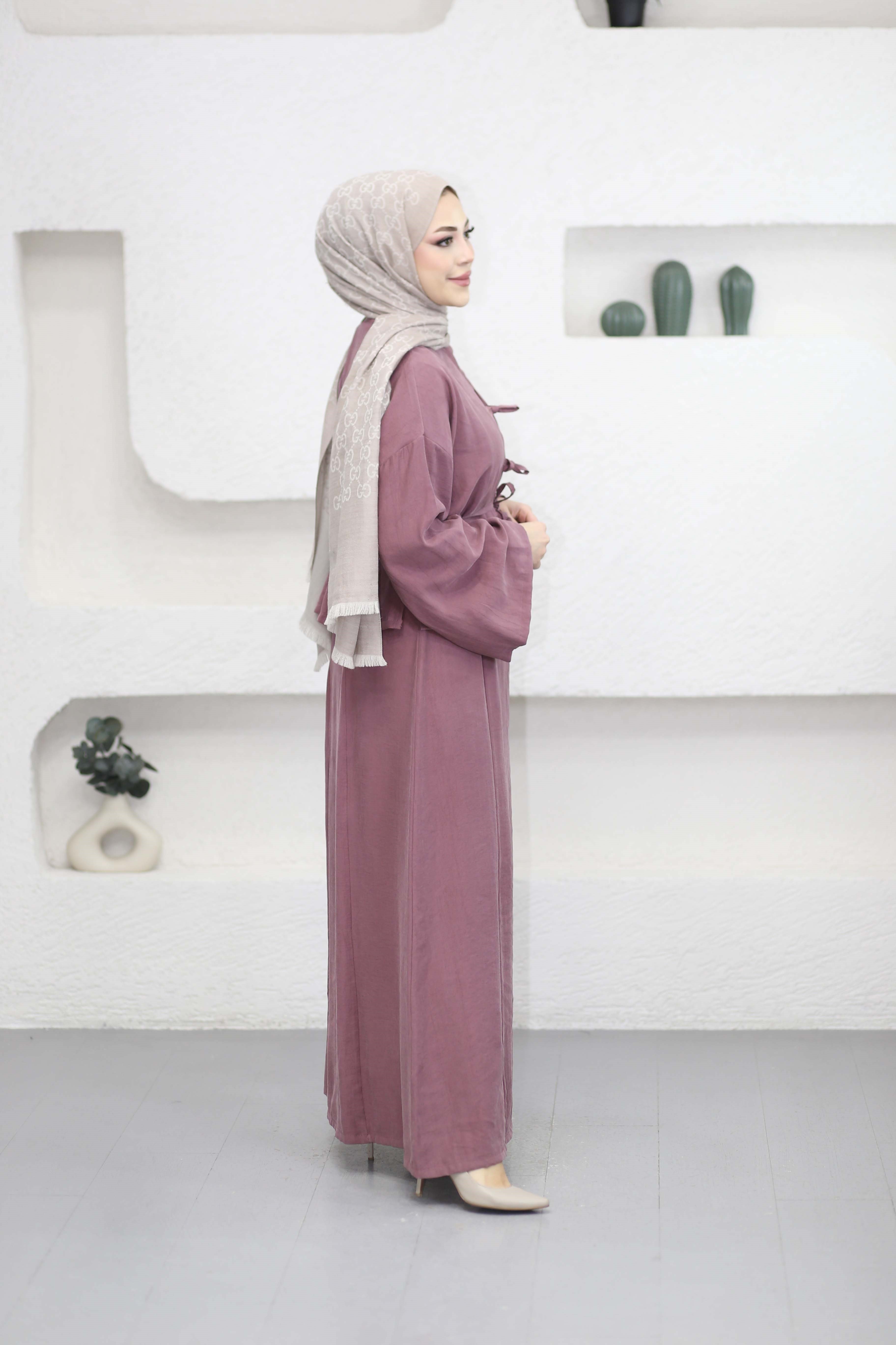 Kimonolu Elbise Mürdüm 22865