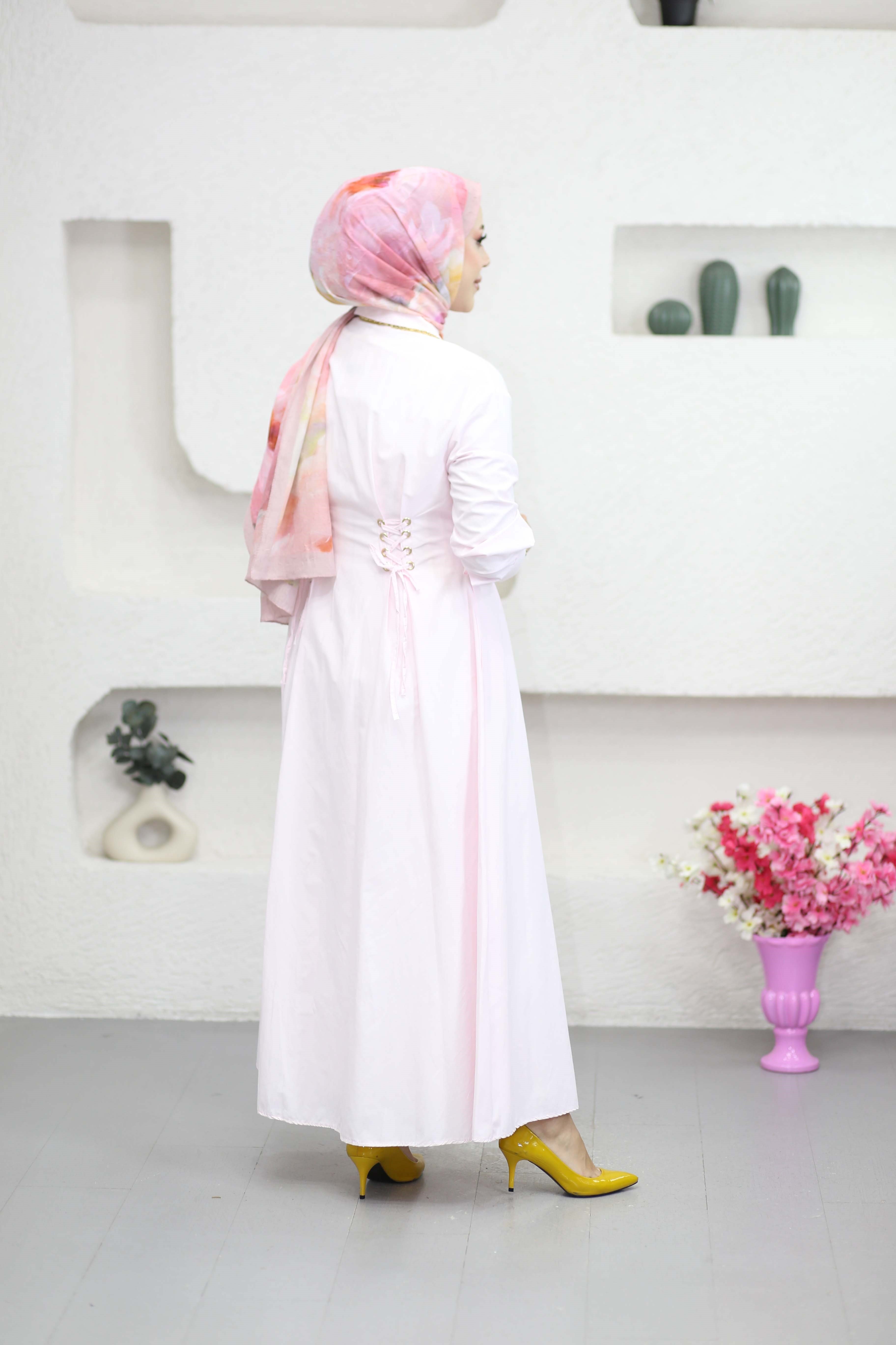 Kuş Gözlü Elbise Şeker Pembe 8053