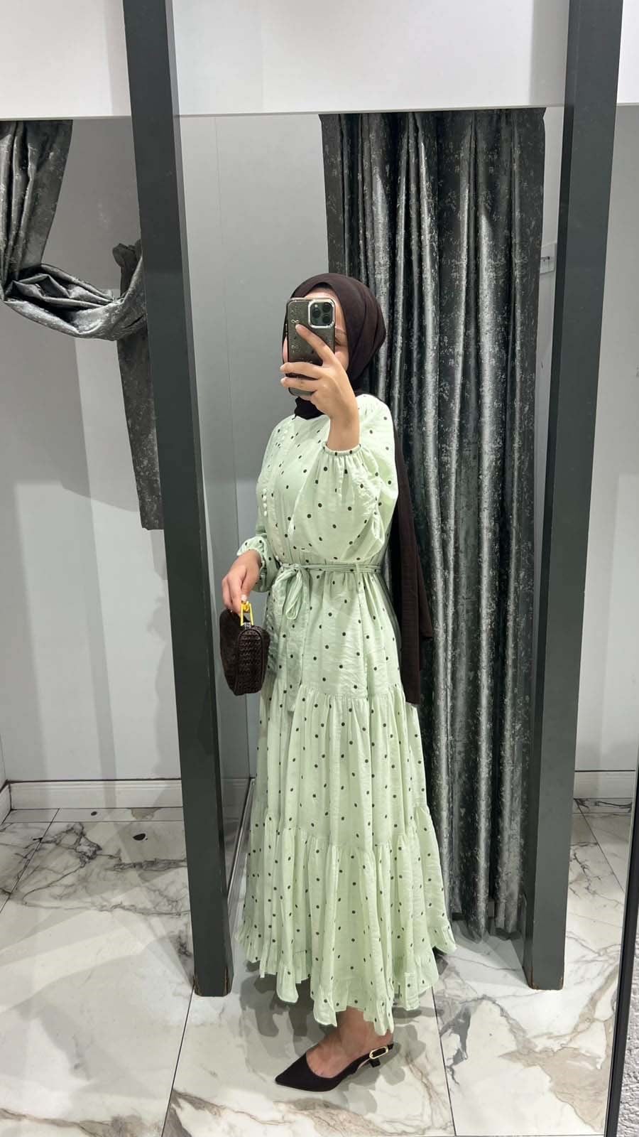 Puantiye Elbise Mint 1602